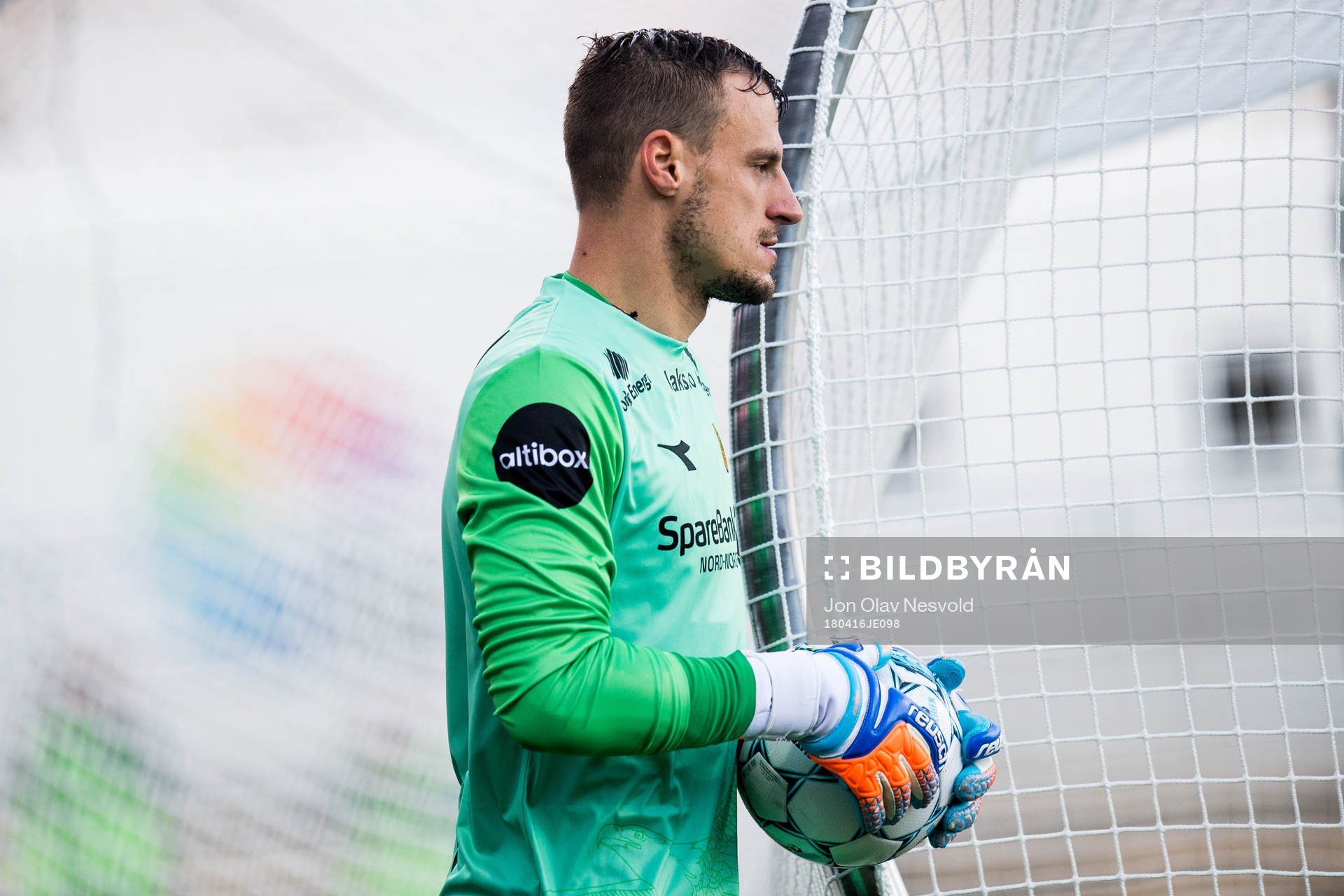 Goalkeeper Zoran Popovic of Bodø/Glimt during the Eliteserien match between Bodø/Glimt and Rosenborg on April 16, 2018 in Bodø.