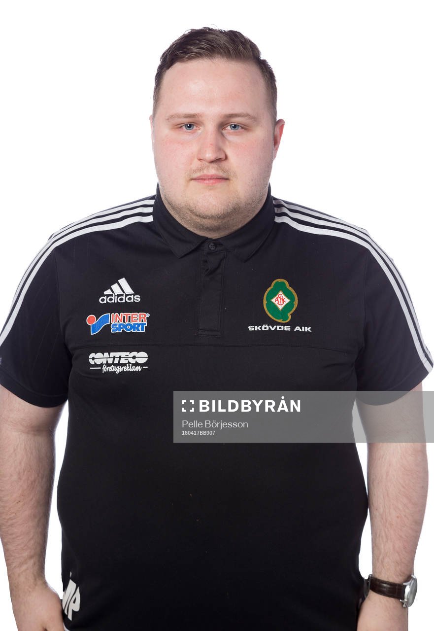 Skövdes målvaktstränare Marcus Peterson poserar för ett porträtt den 17 april 2018 i Skövde.