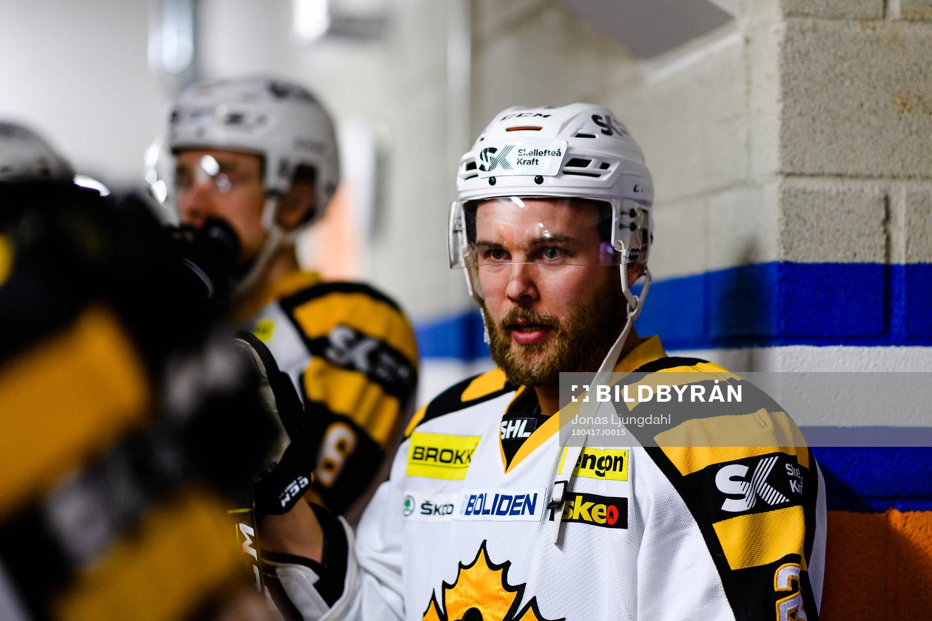 Skellefteås Mark Katic  före värmningen före final 1 i