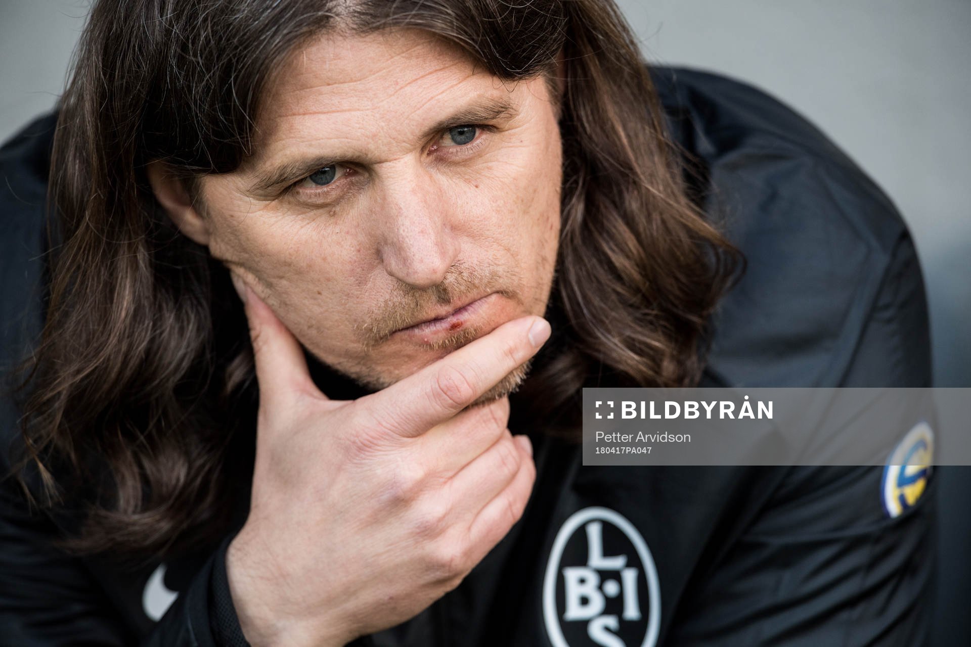 Landskronas tränare Agim Sopi inför fotbollsmatchen i Superettan mellan Landskrona och Örgryte den 17 april 2018 i Landskrona.