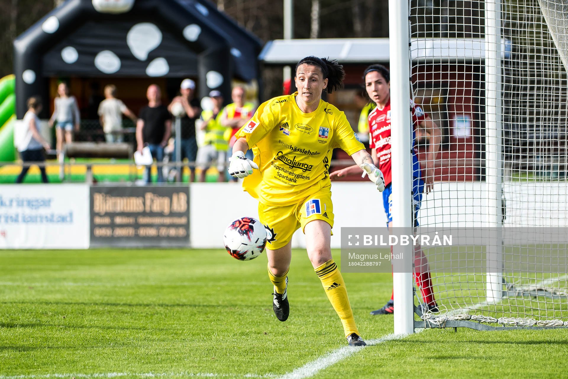 Vittsjös målvakt Shannon Lynn under fotbollsmatchen i damallsvenskan mellan Vittsjö och Linköping den 22 april 2018 i Vittsjö.