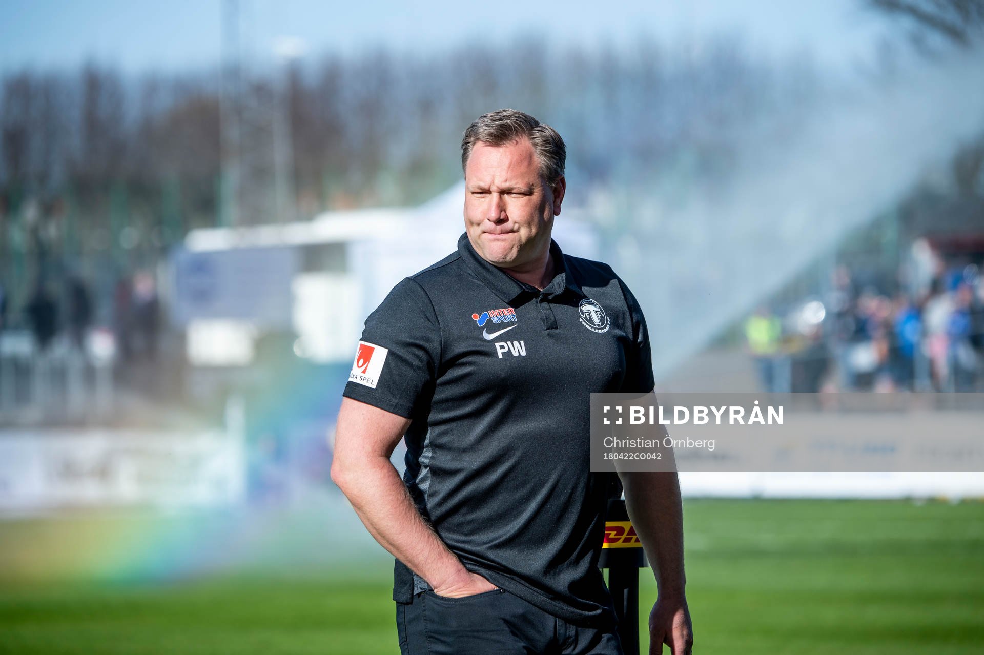 Trelleborgs tränare Patrick Winqvist innan fotbollsmatchen