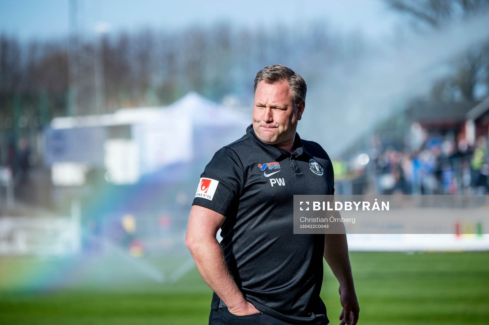 Trelleborgs tränare Patrick Winqvist innan fotbollsmatchen