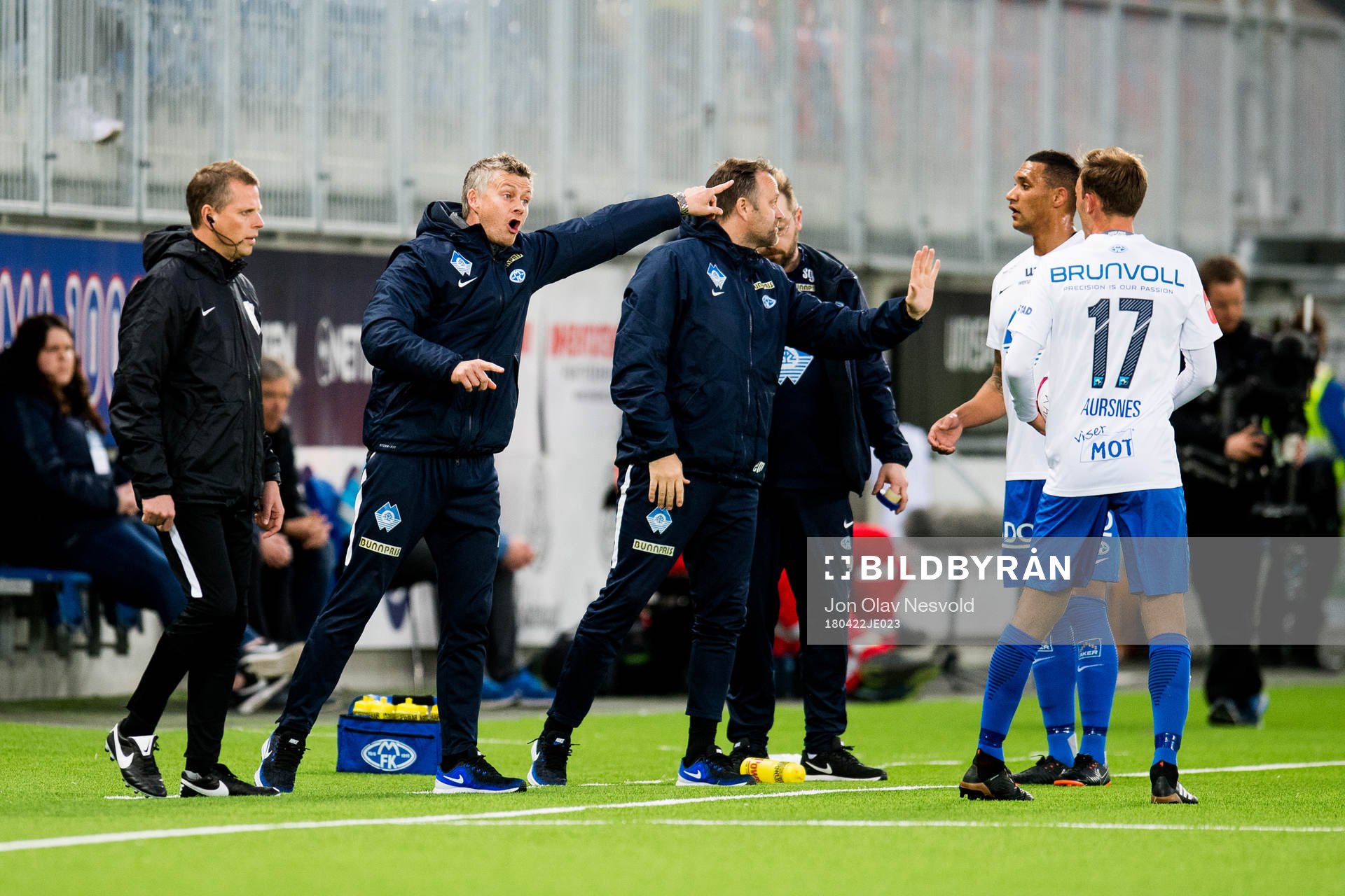 Ole Gunnar Solskjær, manager of Molde, Ruben Gabrielsen