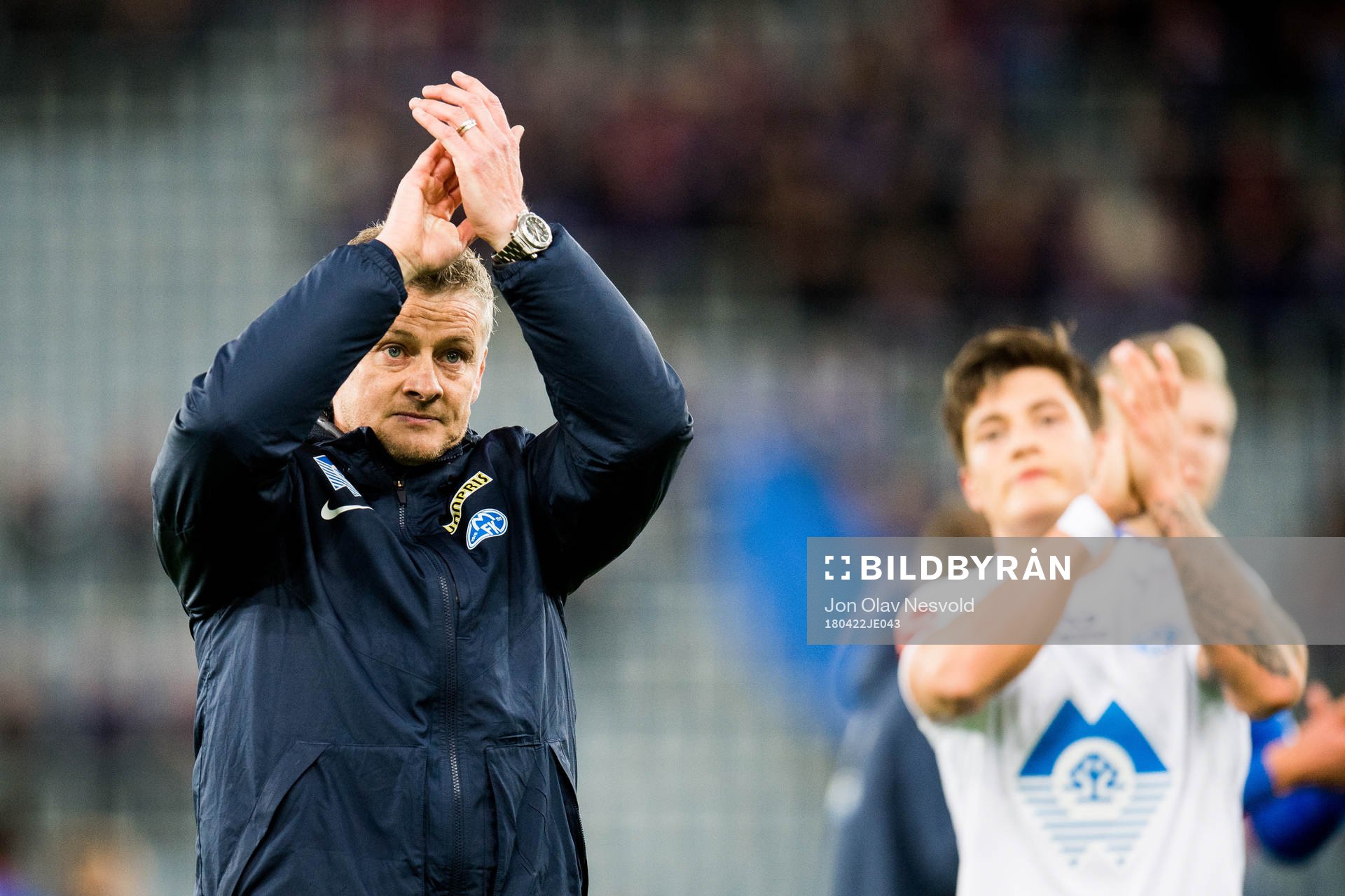 Ole Gunnar Solskjær, manager of Molde, and Mathias Normann