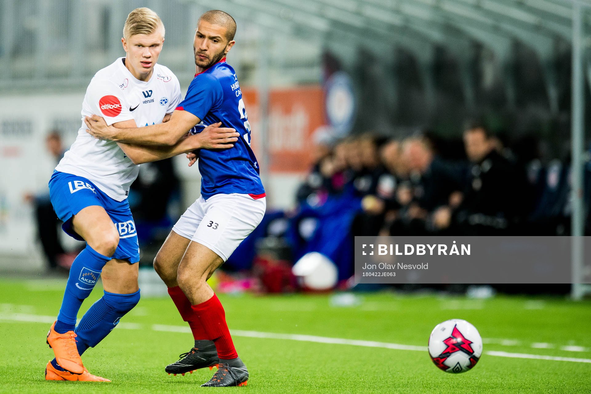 Erling Braut Haaland of Molde and Amin Nouri of Vålerenga