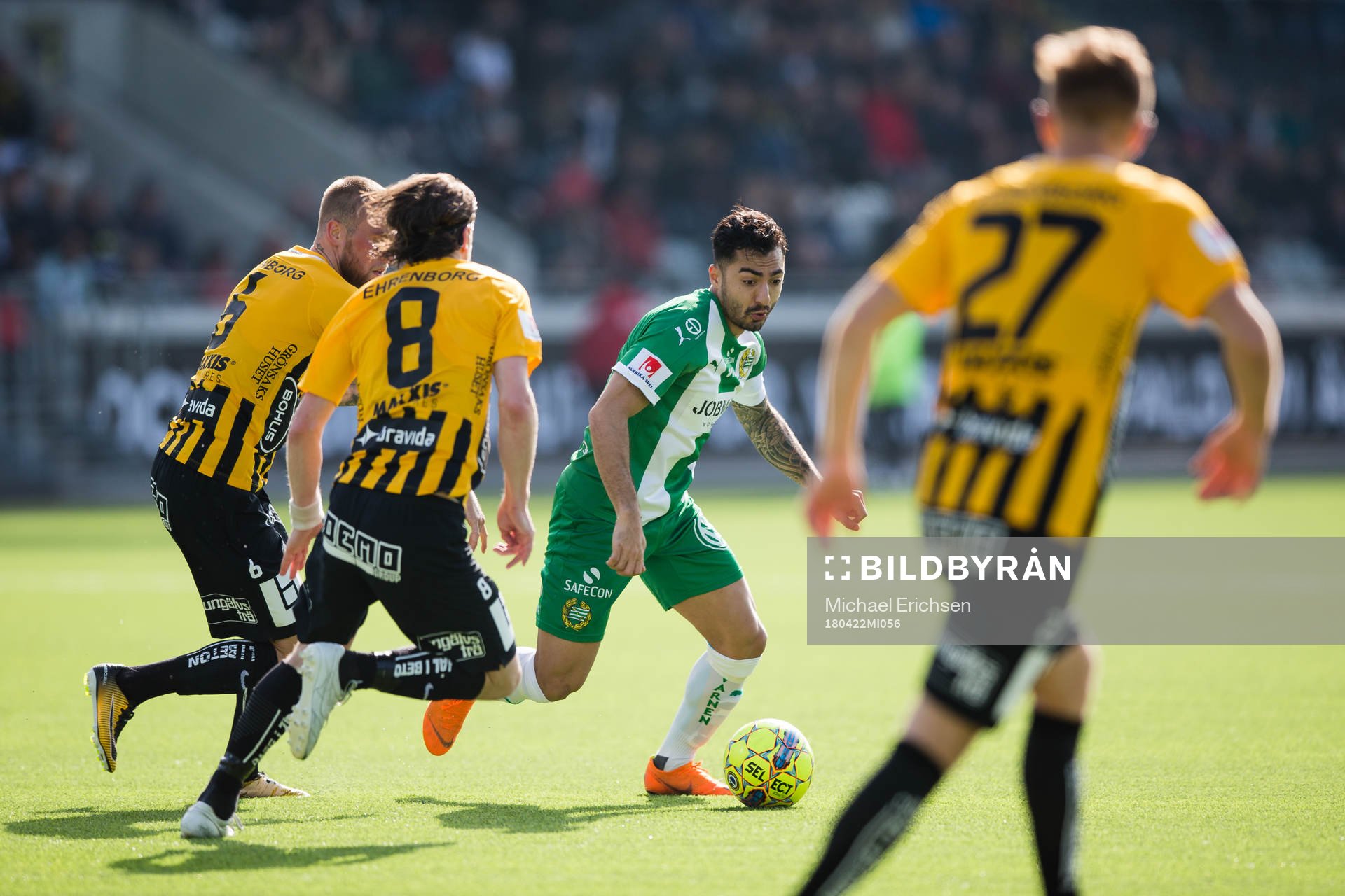 Hammarbys Jiloan Hamad mot Häckens Alexander Faltsetas och