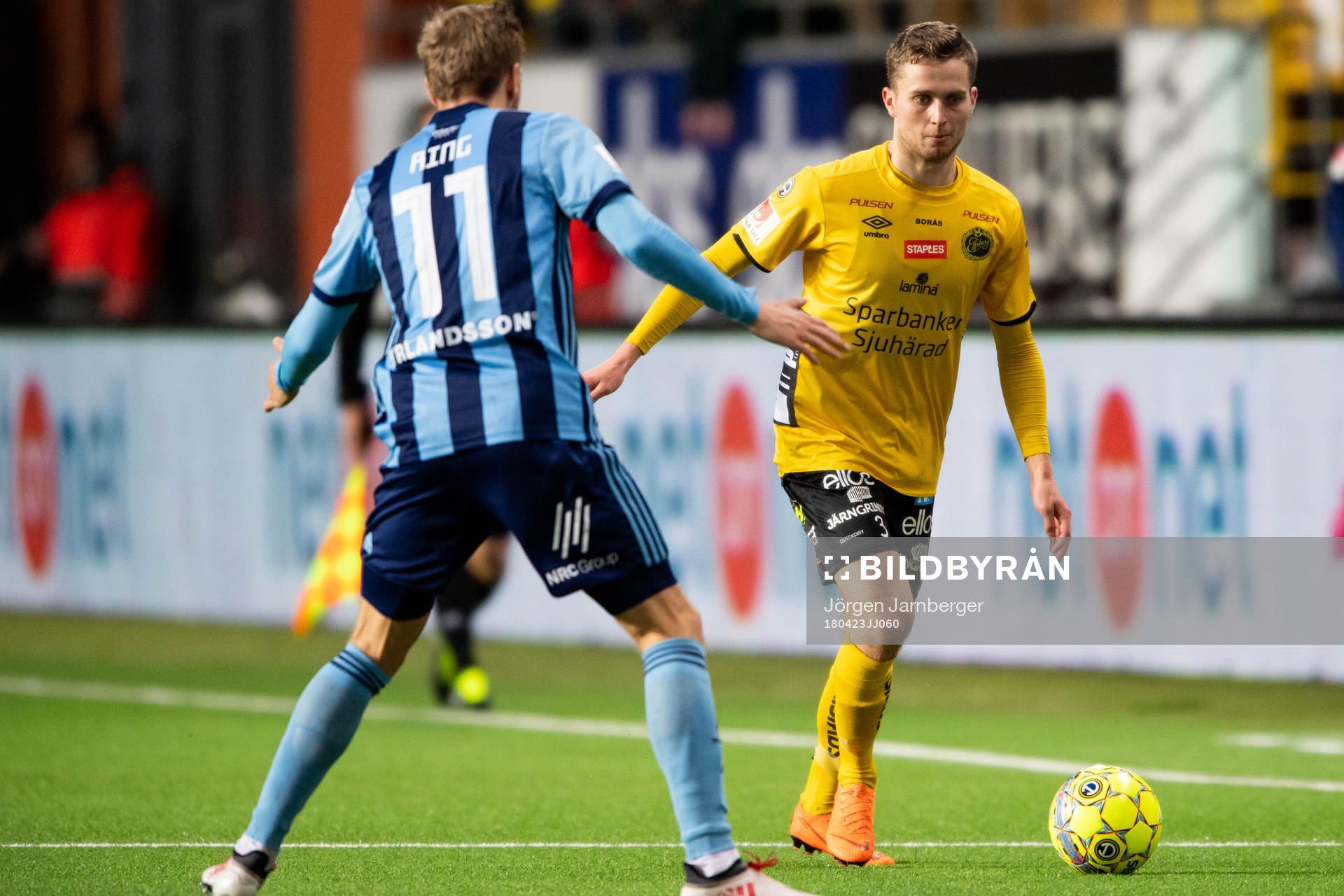 Elfsborgs Adam Lundqvist under fotbollsmatchen i Allsvenskan mellan Elfsborg och Djurgården den 23 april 2018 i Borås.