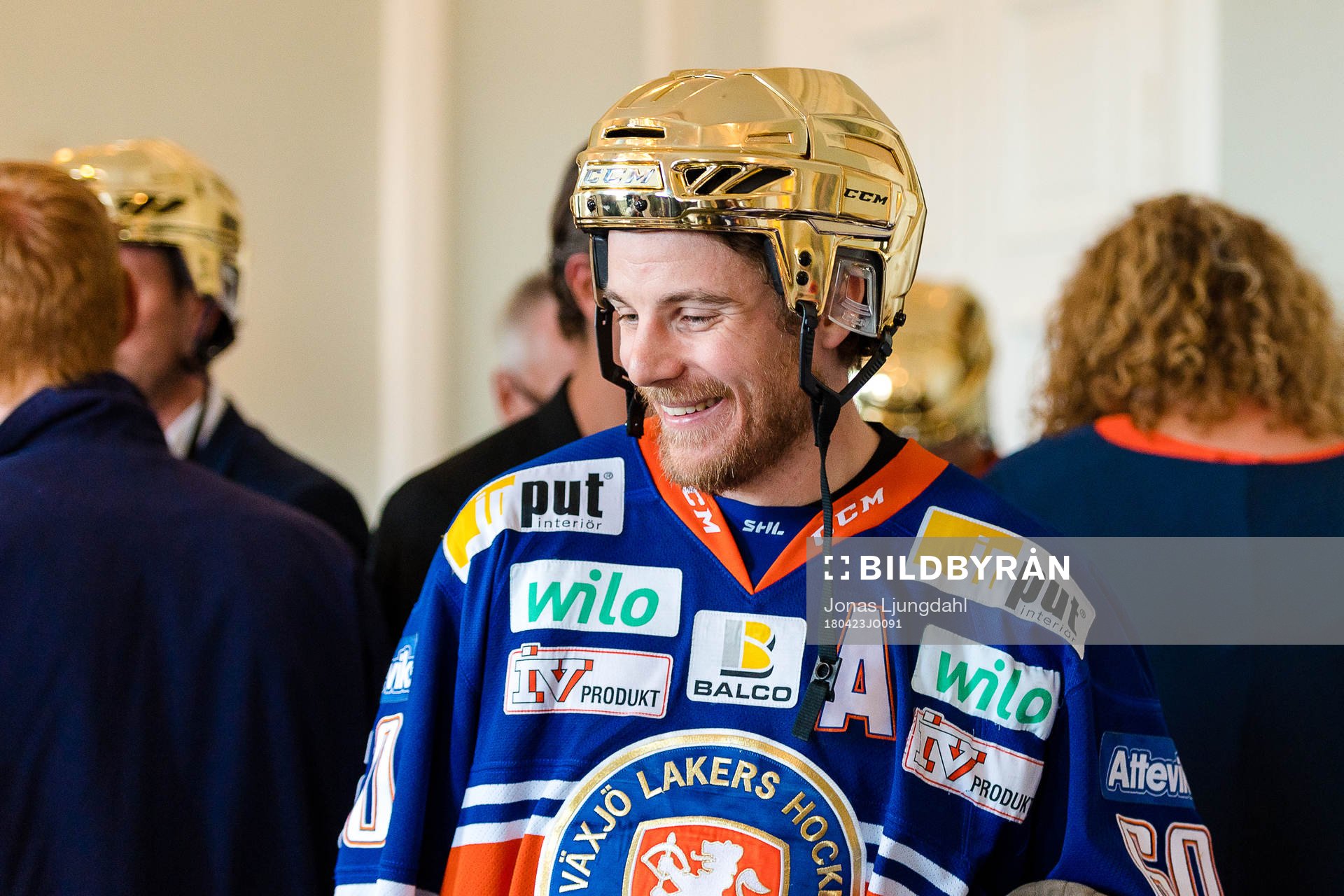 Växjös Erik Josefsson när Växjö firar SM-guldet på