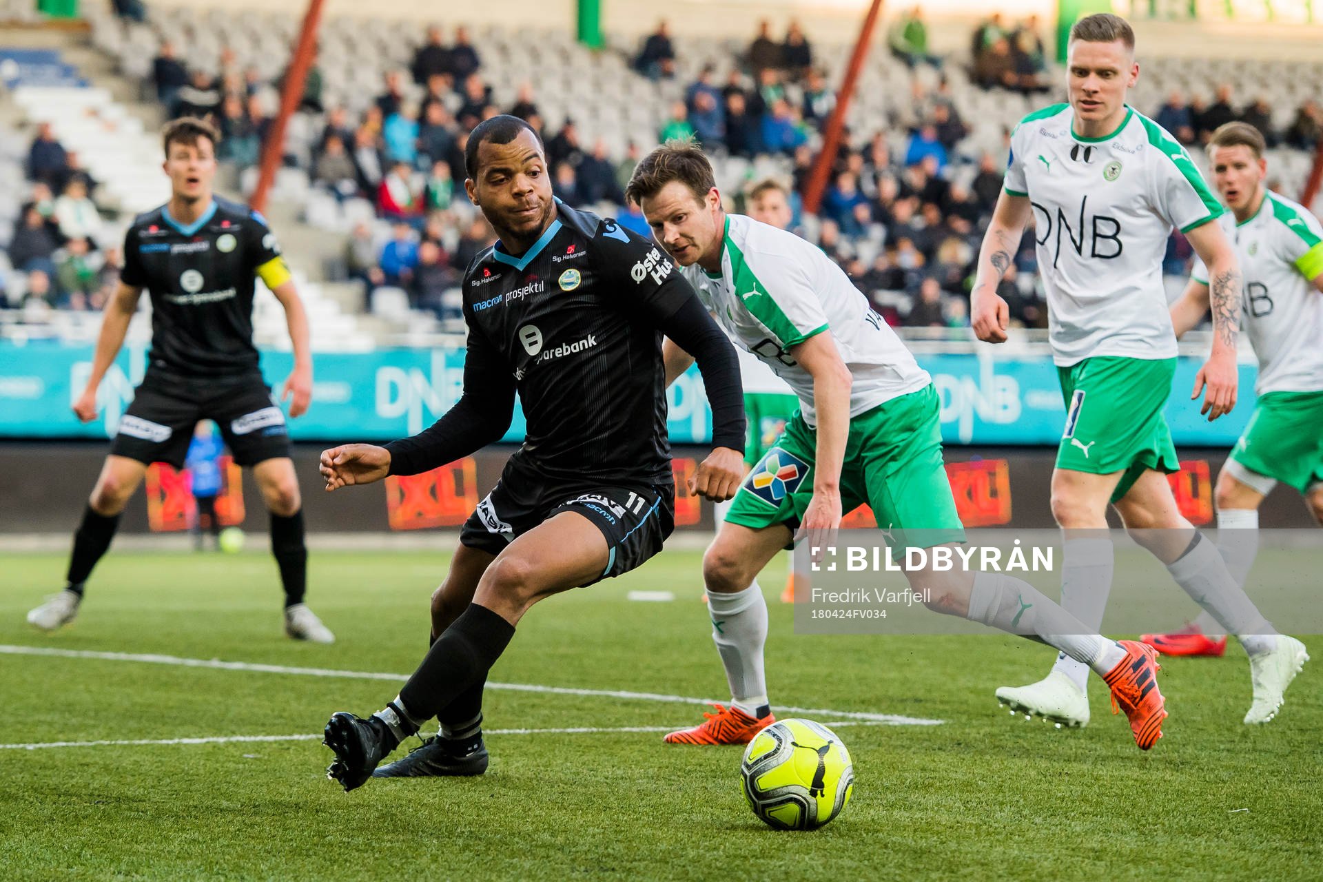 Erixon Danso of Sandnes Ulf and Petter Vaagan Moen of HamKam