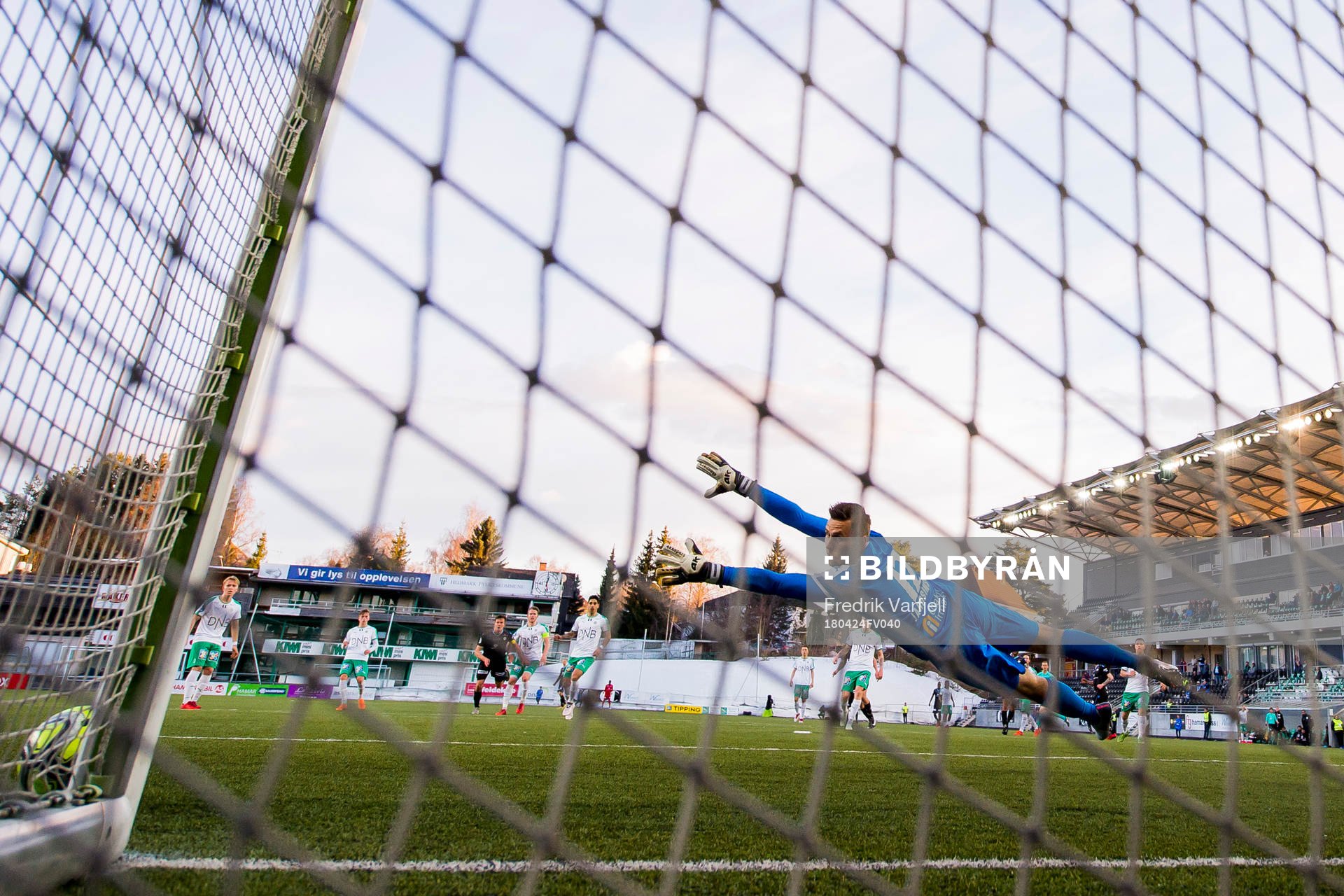 Goalkeeper Lukasz Jarosinski of HamKam with a save
