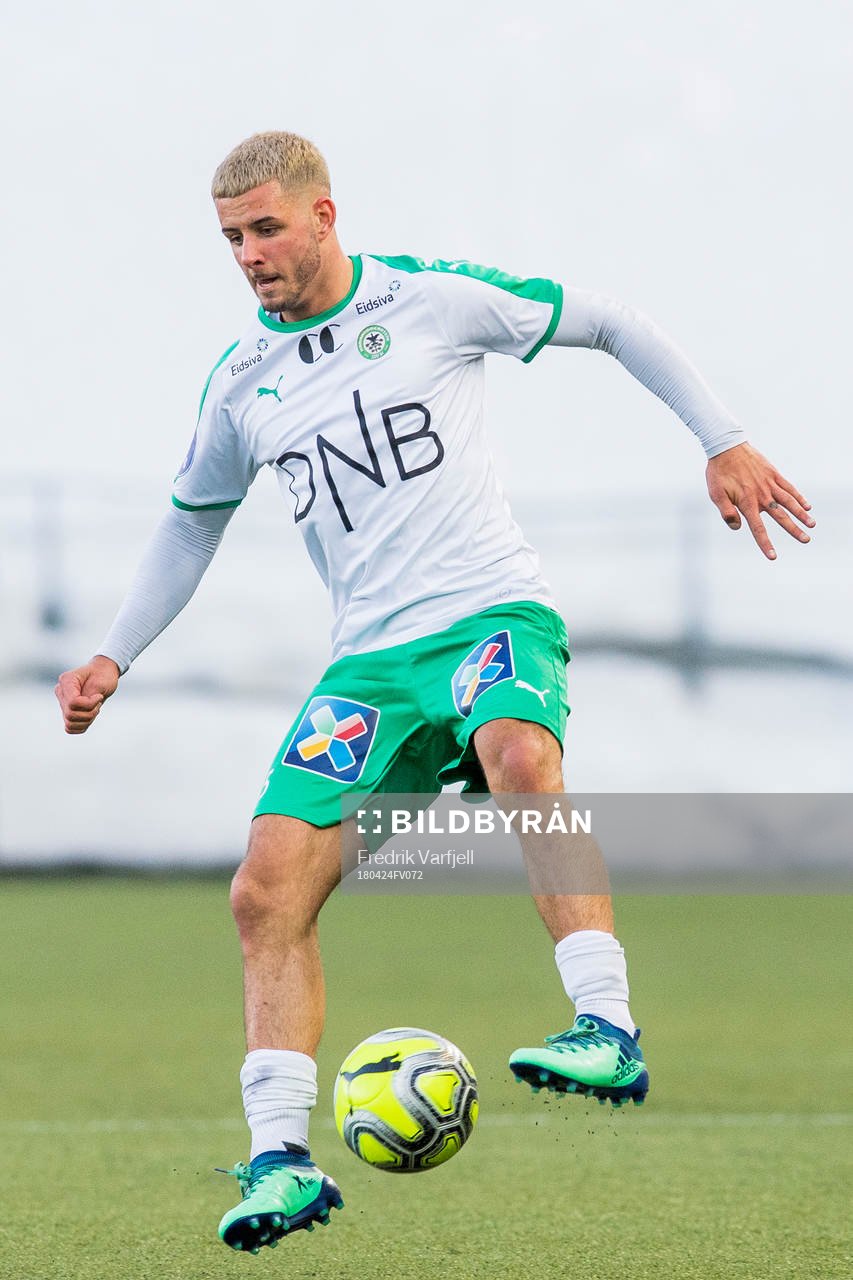 Aron Leonard Dønnum of HamKam during the OBOS-ligaen match between HamKam and Sandnes Ulf on April 24, 2018 in Hamar. 