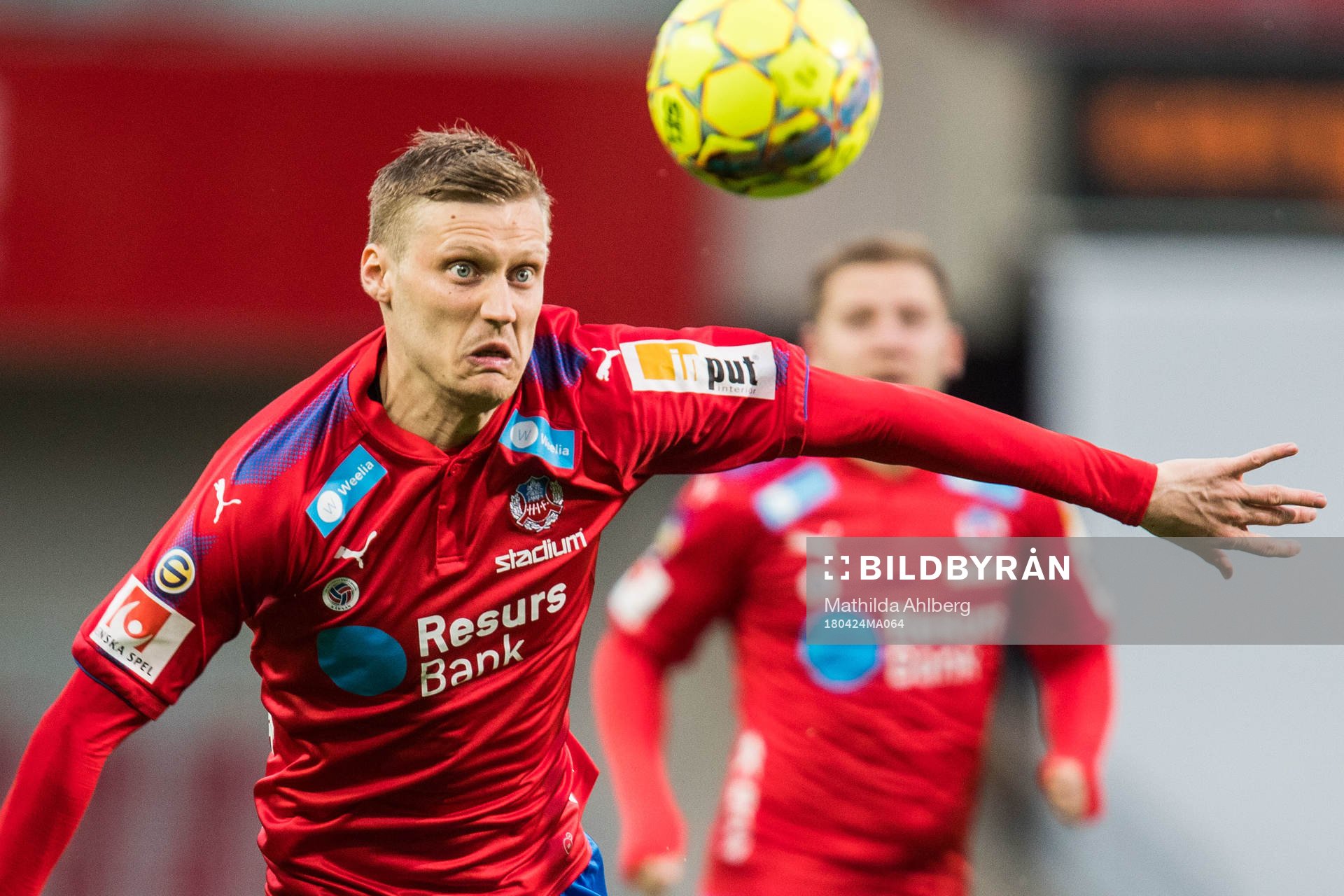 Helsingborgs Andri Bjarnasonunder fotbollsmatchen i