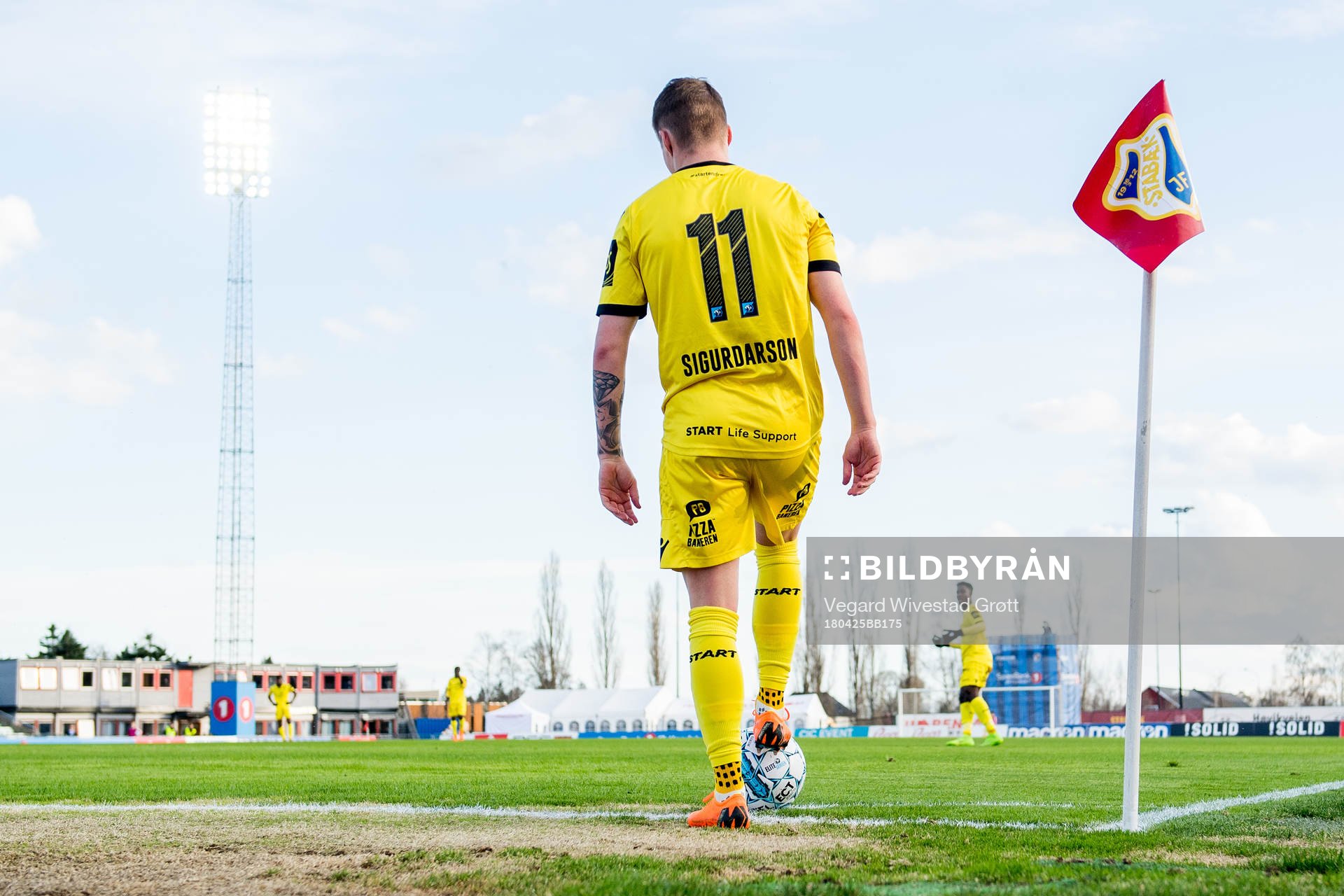 Aron Sigurdarson of Start prepares to take a corner kick