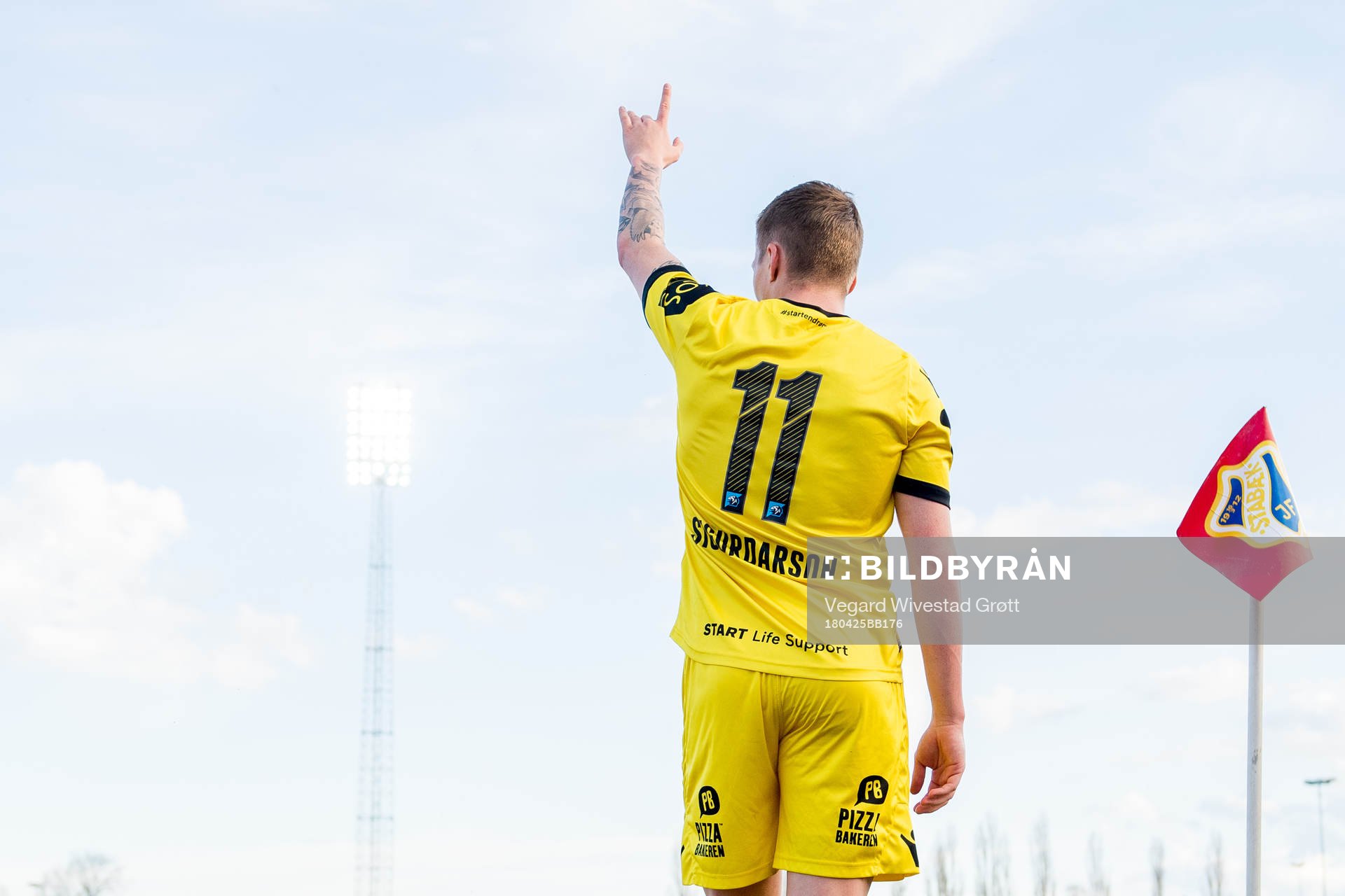 Aron Sigurdarson of Start prepares to take a corner kick
