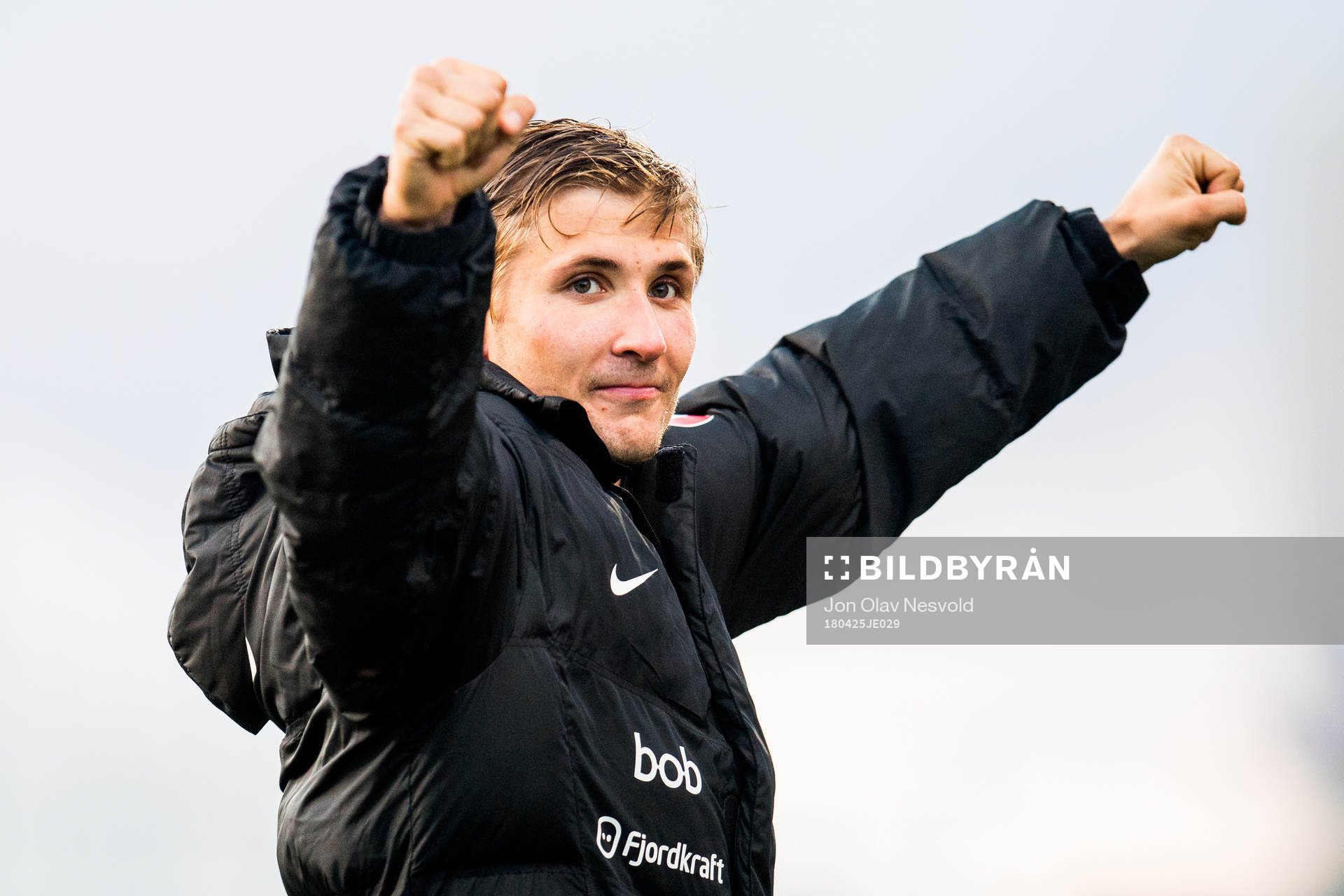 Steffen Lie Skålevik of Brann celebrates after the Eliteserien match between Ranheim and Brann on April 25, 2018 in Trondheim.