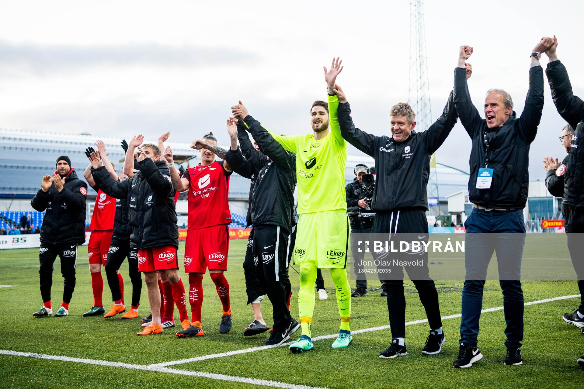 Goalkeeper Samuel Sahin-Radlinger of Brann and Lars Arne