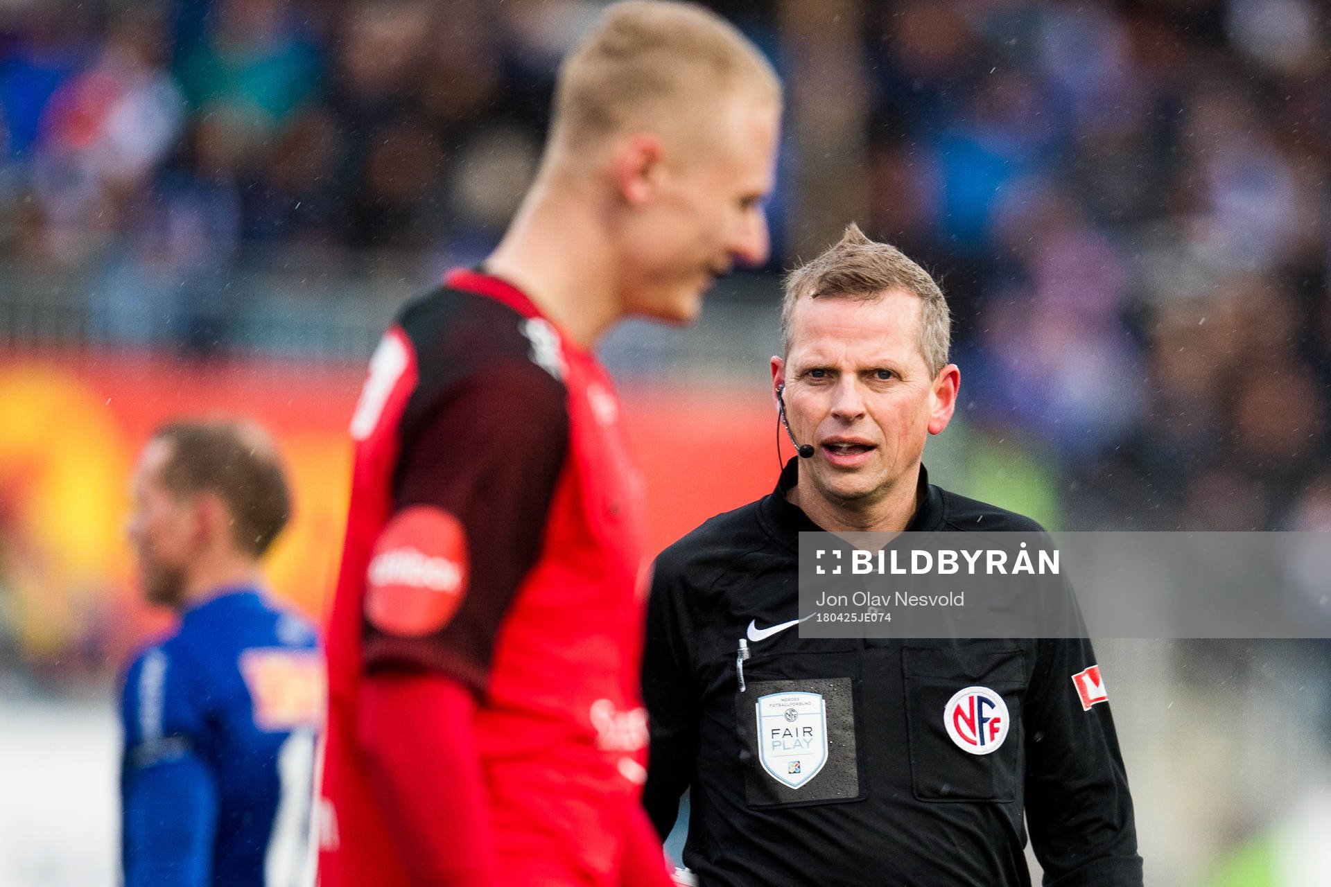 Trygve Kjensli, referee, during the Eliteserien match between Ranheim and Brann on April 25, 2018 in Trondheim.