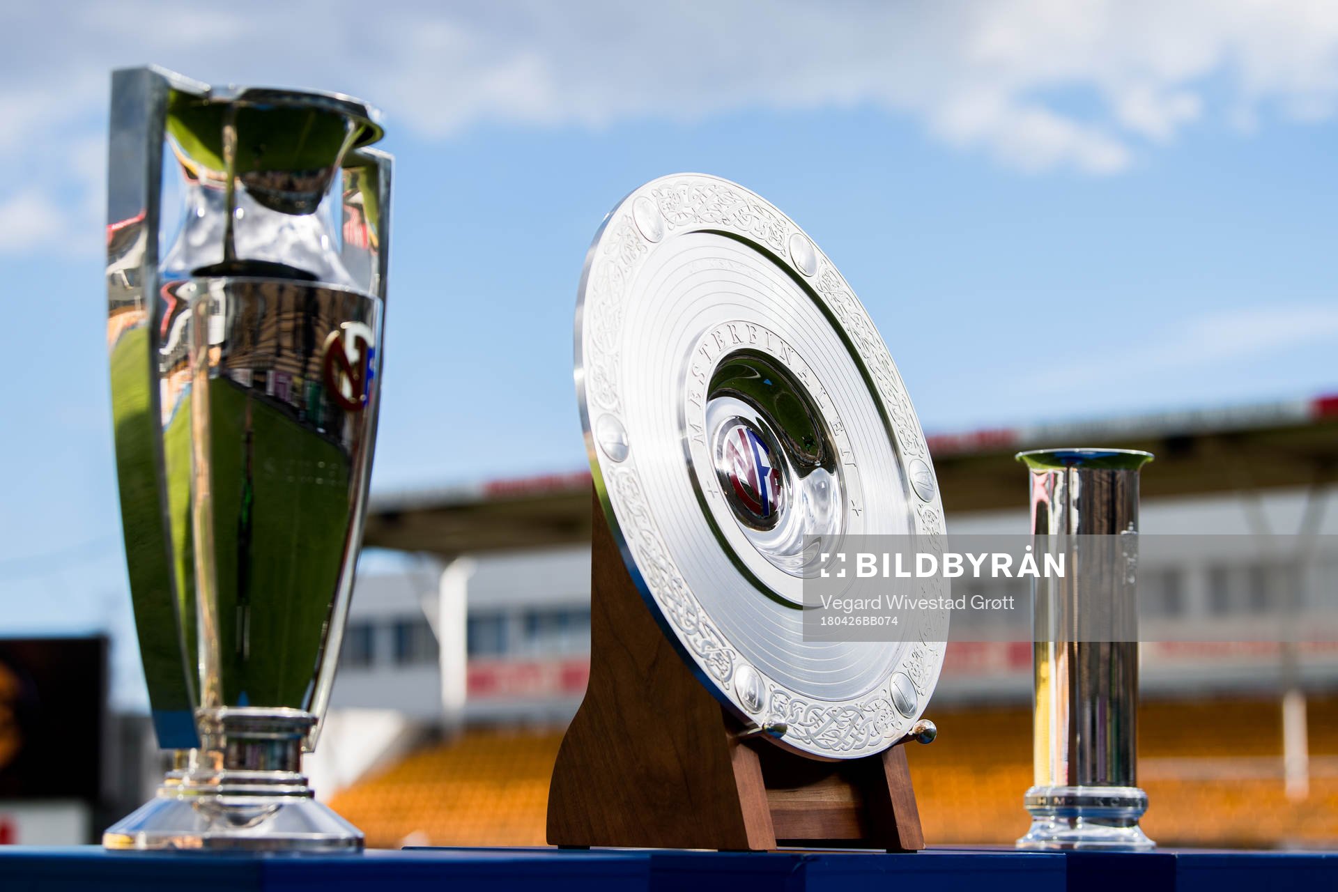 The trophies ahead of the UNICEF Mesterfinale match between Lillestrøm and Rosenborg on April 26, 2018 in Lillestrøm.