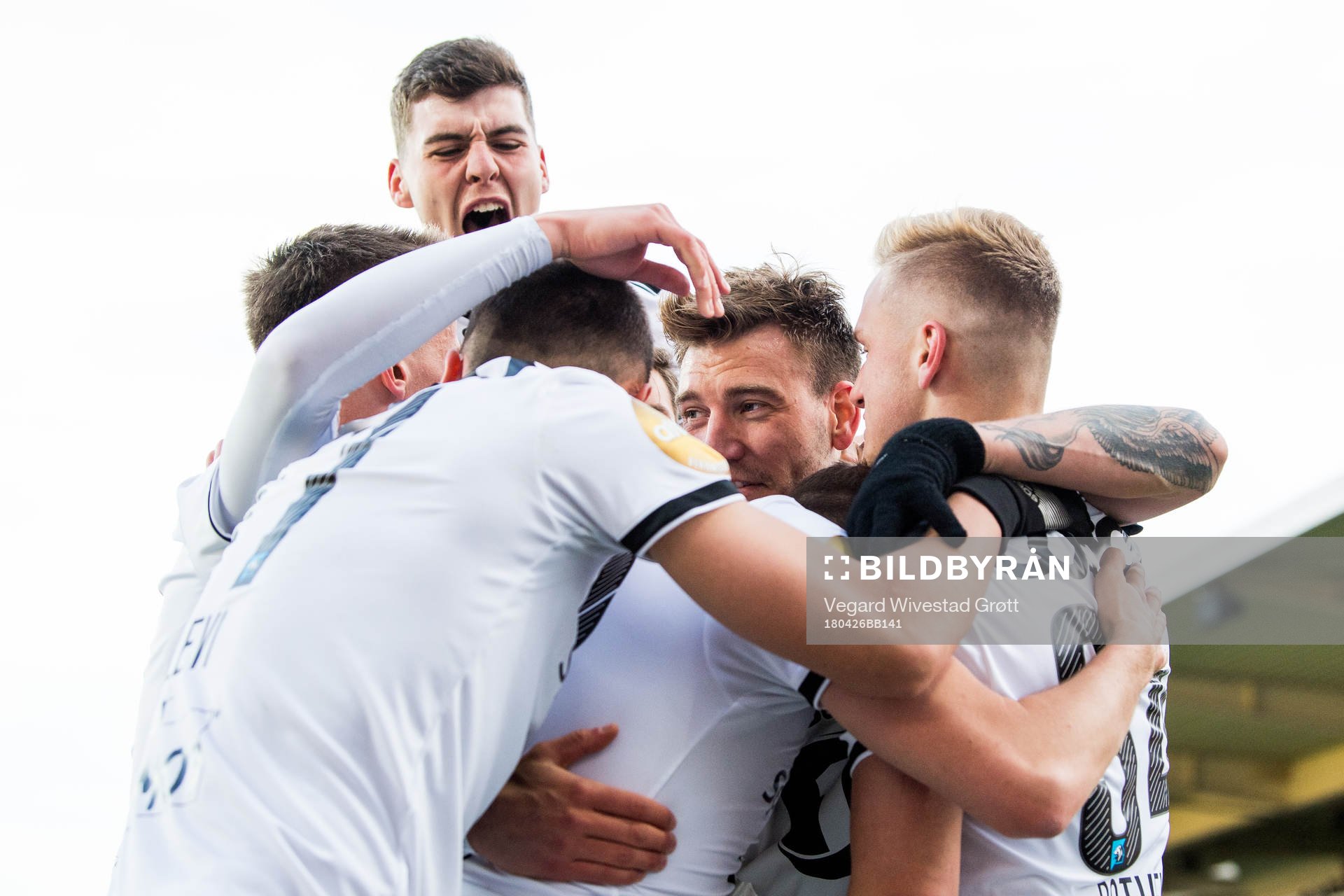 Nicklas Bendtner of Rosenborg celebrates scoring 1-0 with