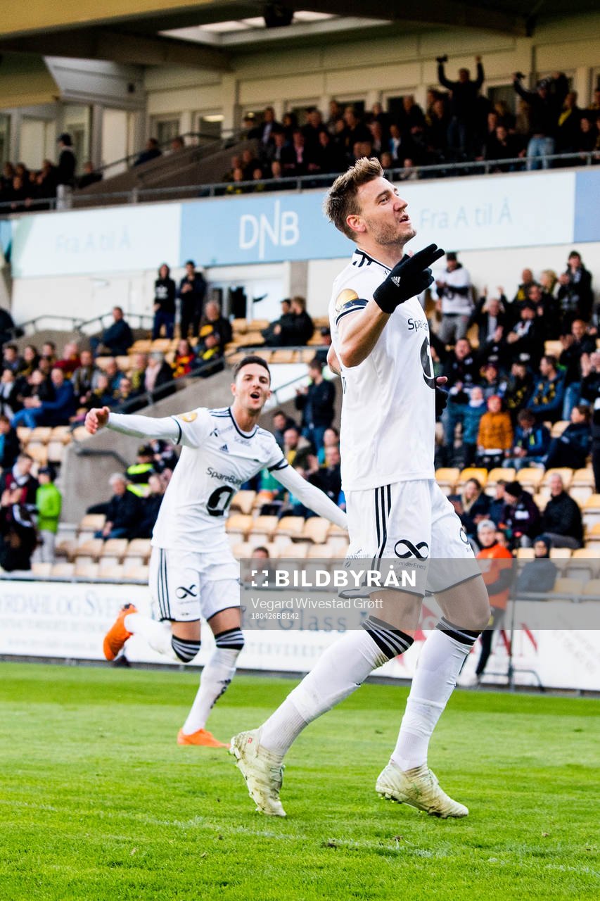 Nicklas Bendtner of Rosenborg celebrates scoring 1-0