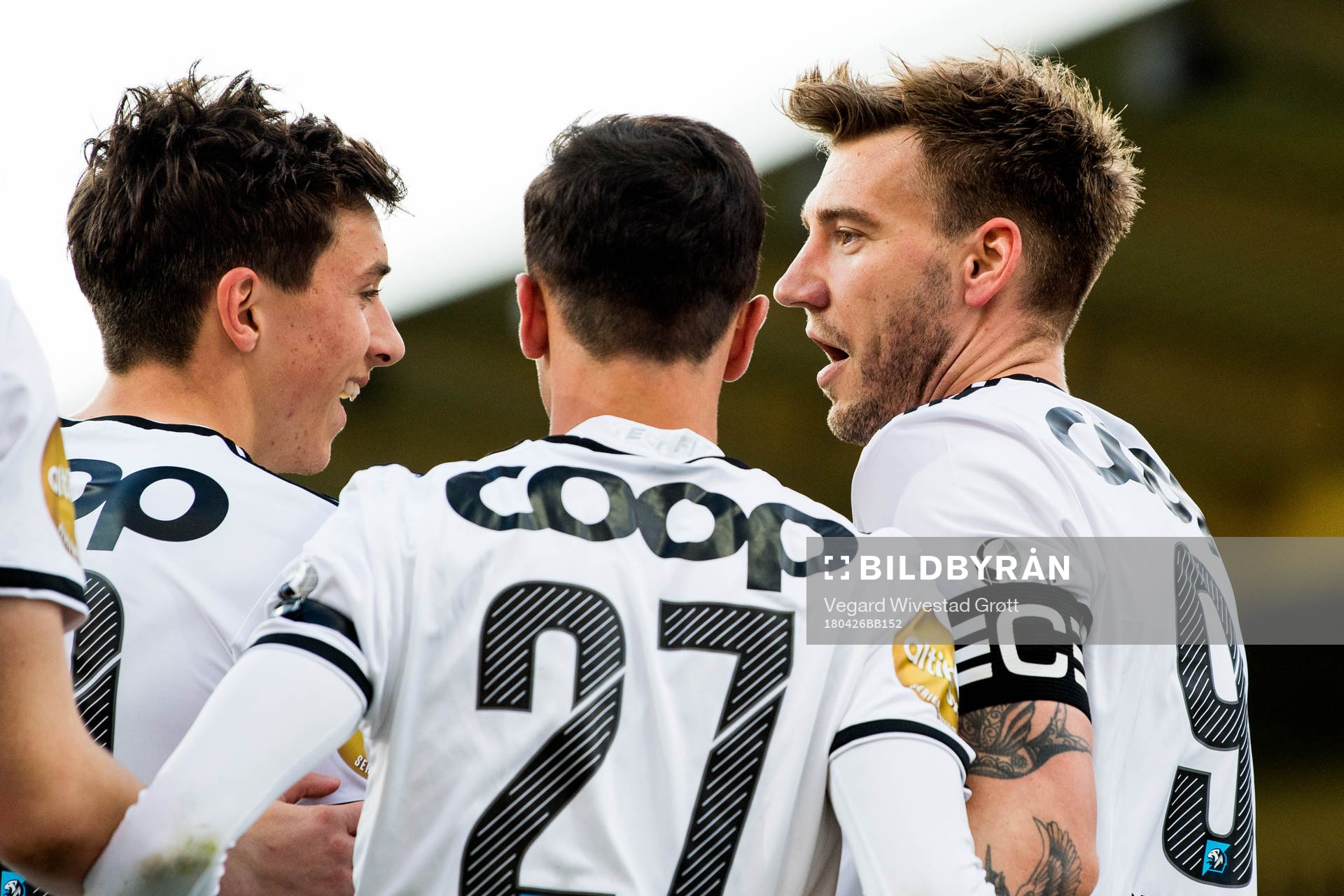 Nicklas Bendtner of Rosenborg celebrates scoring 1-0 with