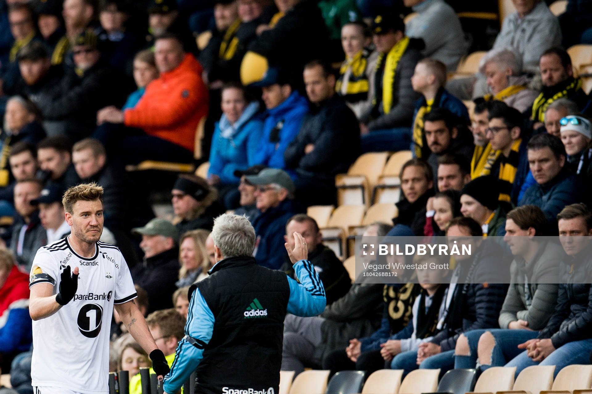 Nicklas Bendtner of Rosenborg and Kåre Ingebrigtsen, head