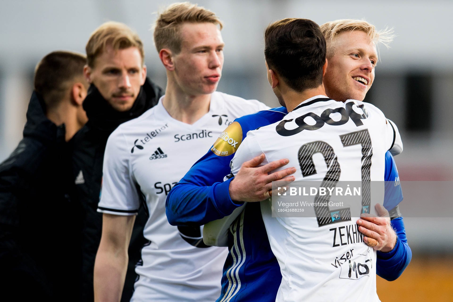 Goalkeeper Arild Østbø and Rafik Zekhnini of Rosenborg