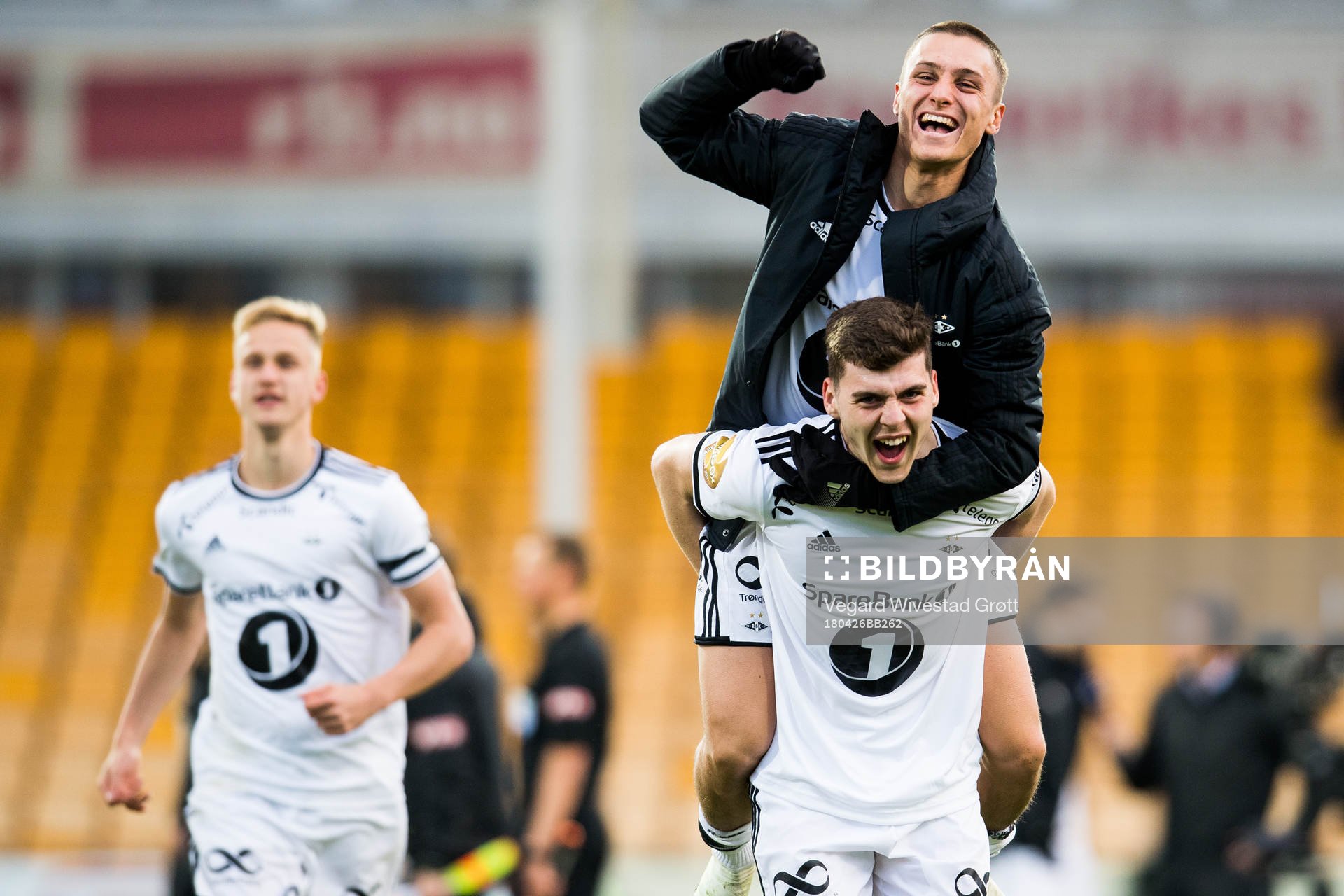 Jonathan Levi and Jacob Rasmussen of Rosenborg celebrate