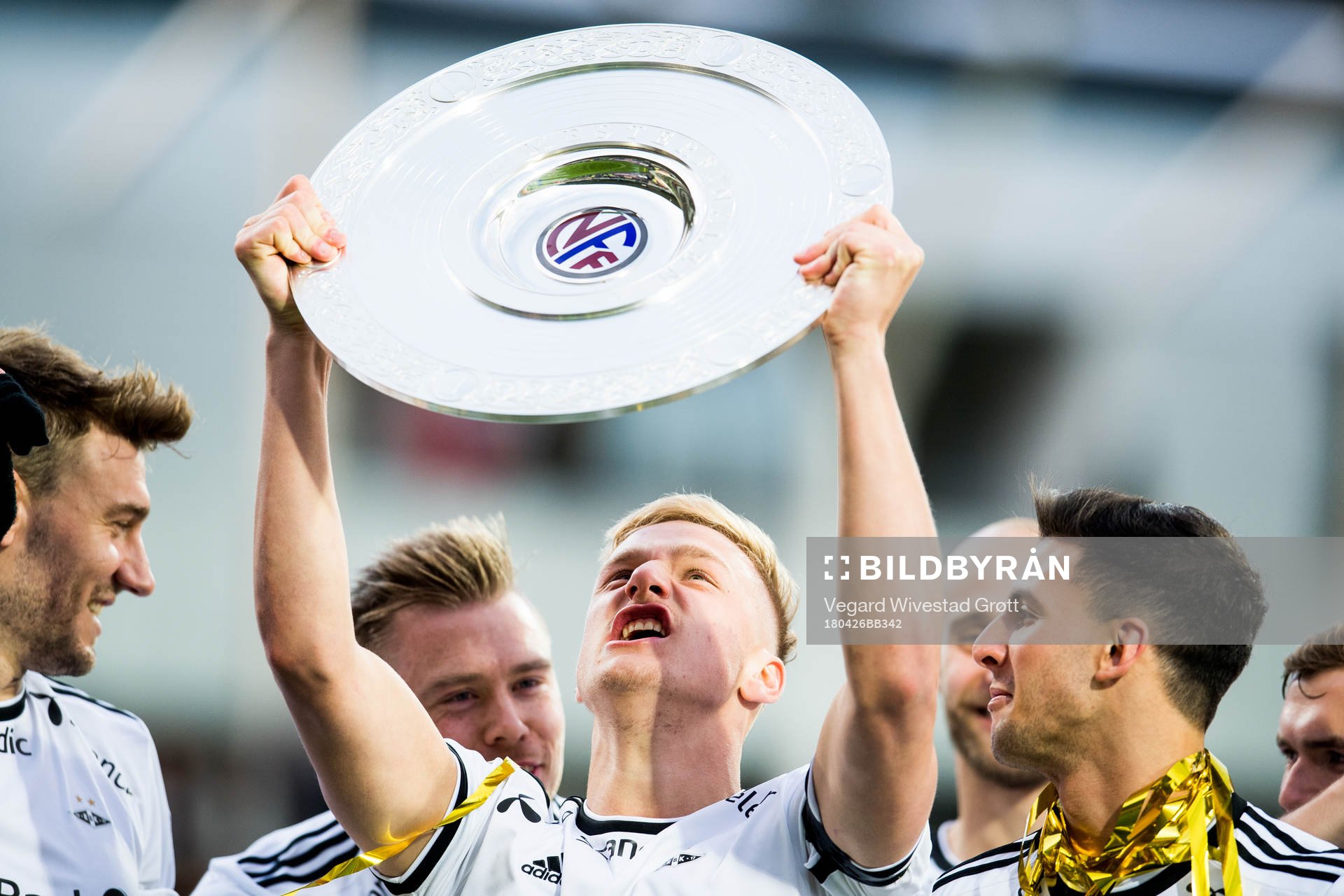 Erik Botheim of Rosenborg celebrates with the trophy