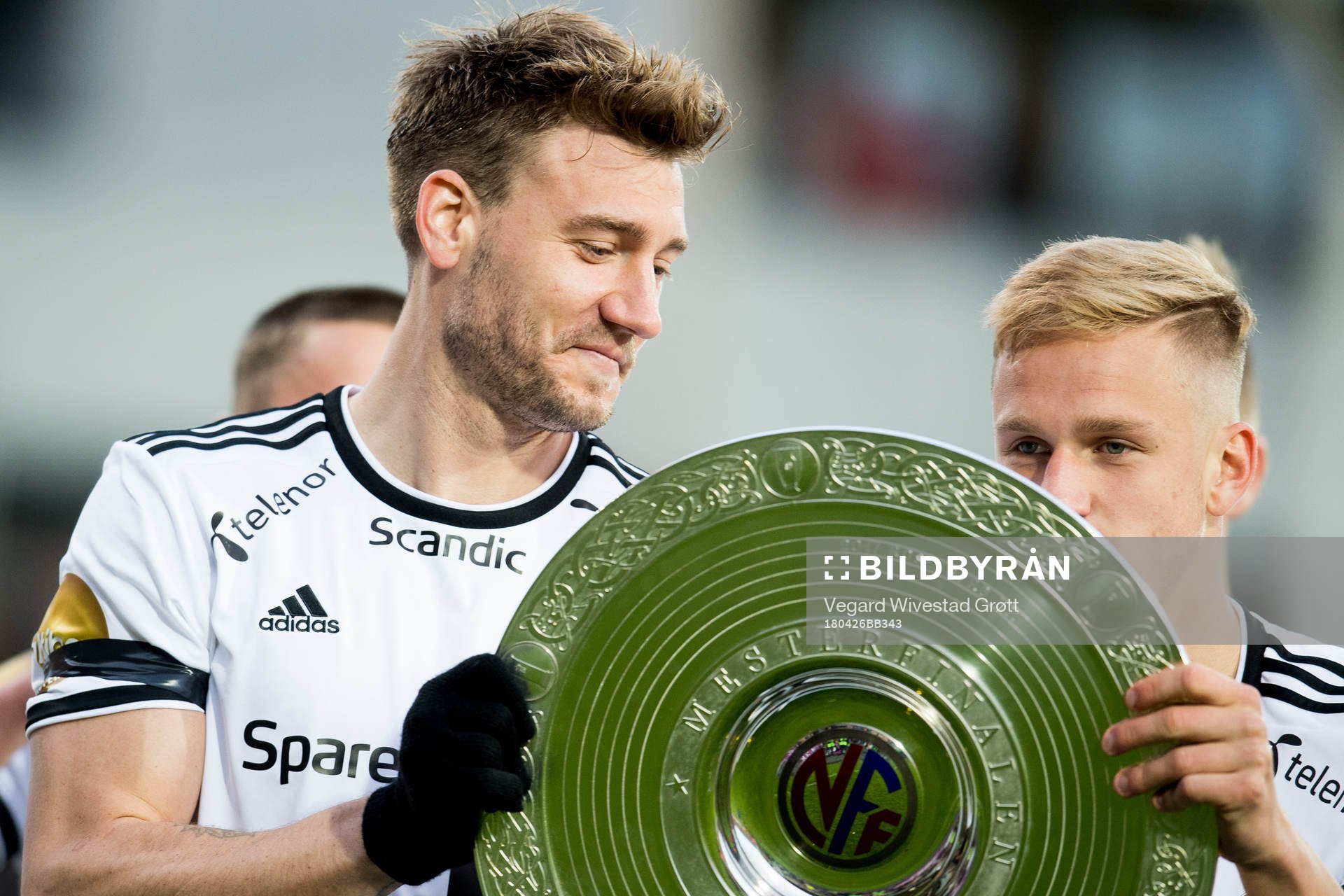 Nicklas Bendtner and Erik Botheim of Rosenborg with the