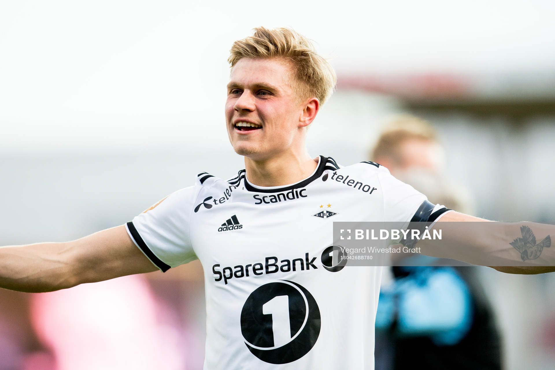 Olaus Jair Skarsem of Rosenborg celebrates after winning the UNICEF Mesterfinale match between Lillestrøm and Rosenborg on April 26, 2018 in Lillestrøm.