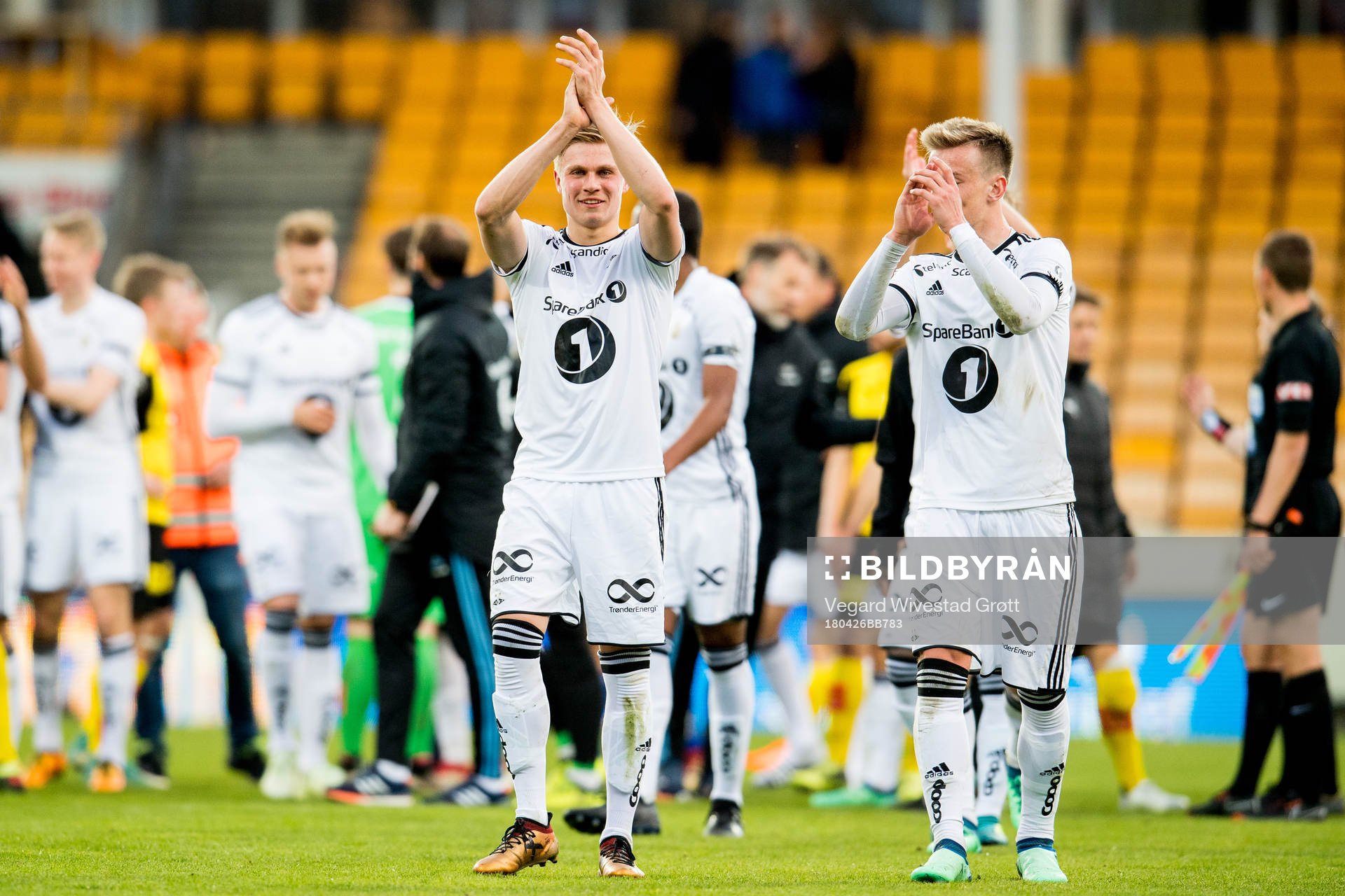 Olaus Jair Skarsem of Rosenborg celebrates after winning the UNICEF Mesterfinale match between Lillestrøm and Rosenborg on April 26, 2018 in Lillestrøm.