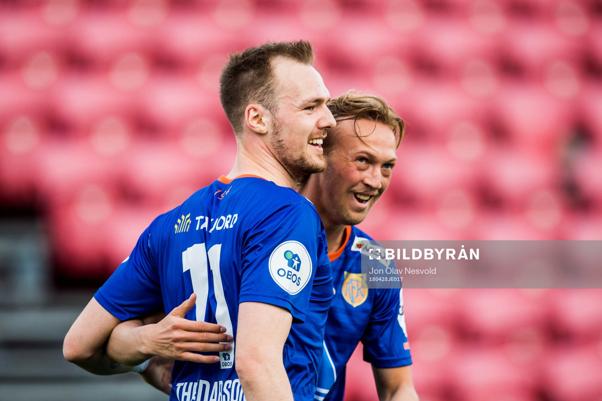 Aron Elís Thrándarson of Aalesund celebrates with his