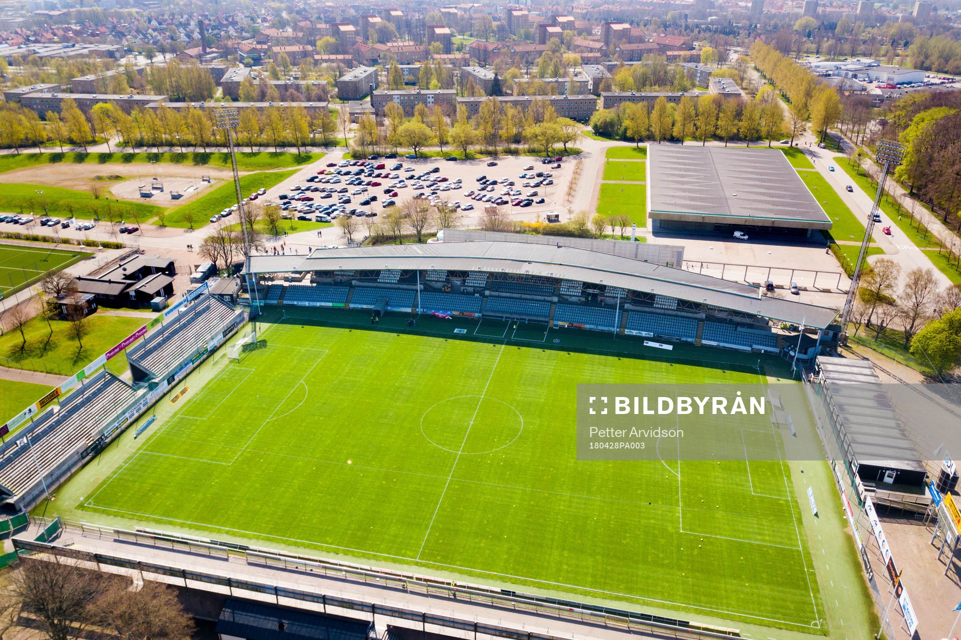 Drönarvy över Landskrona IP