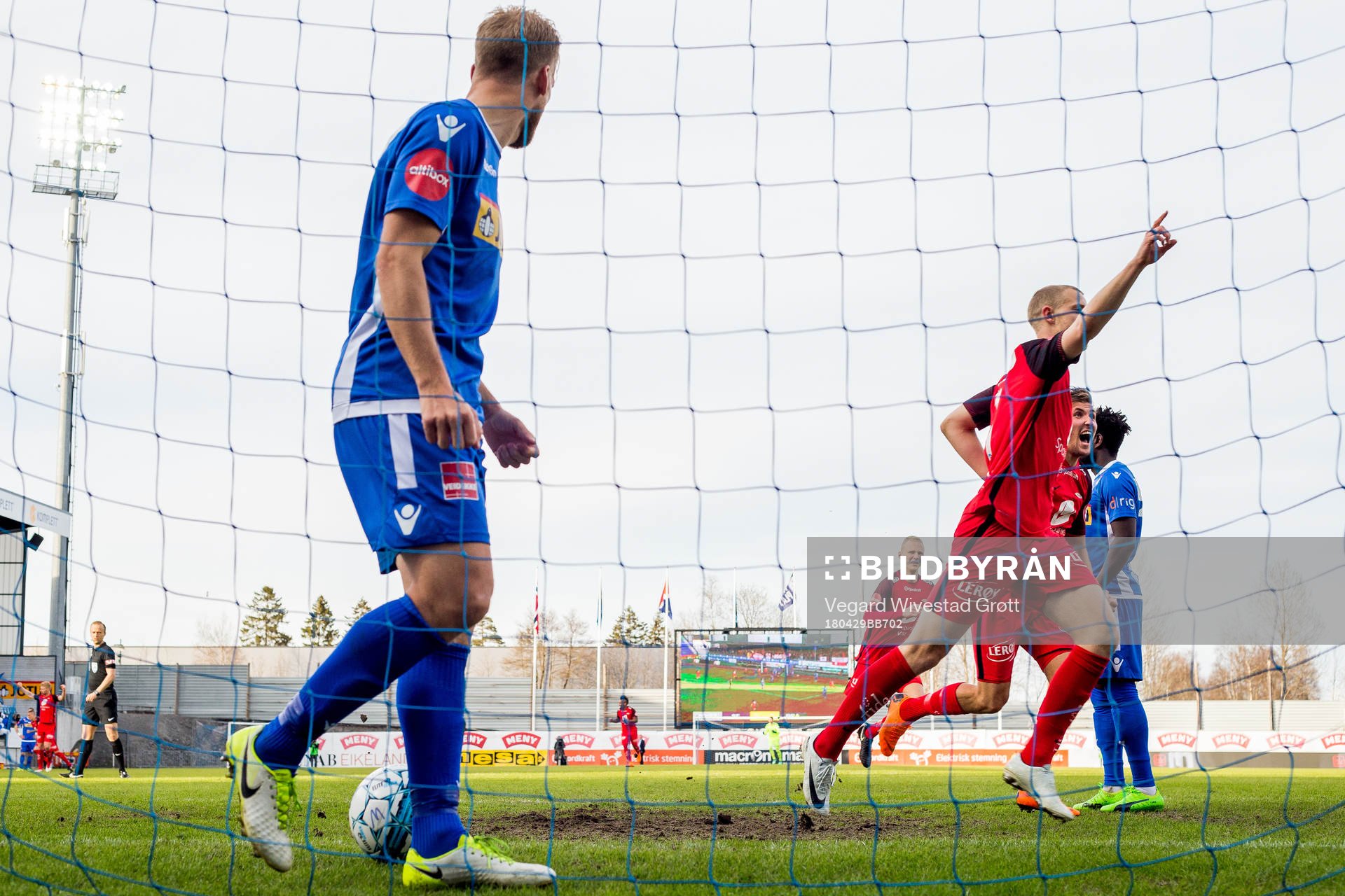 Peter Orry Larsen of Brann celebrates scoring 0-1 while