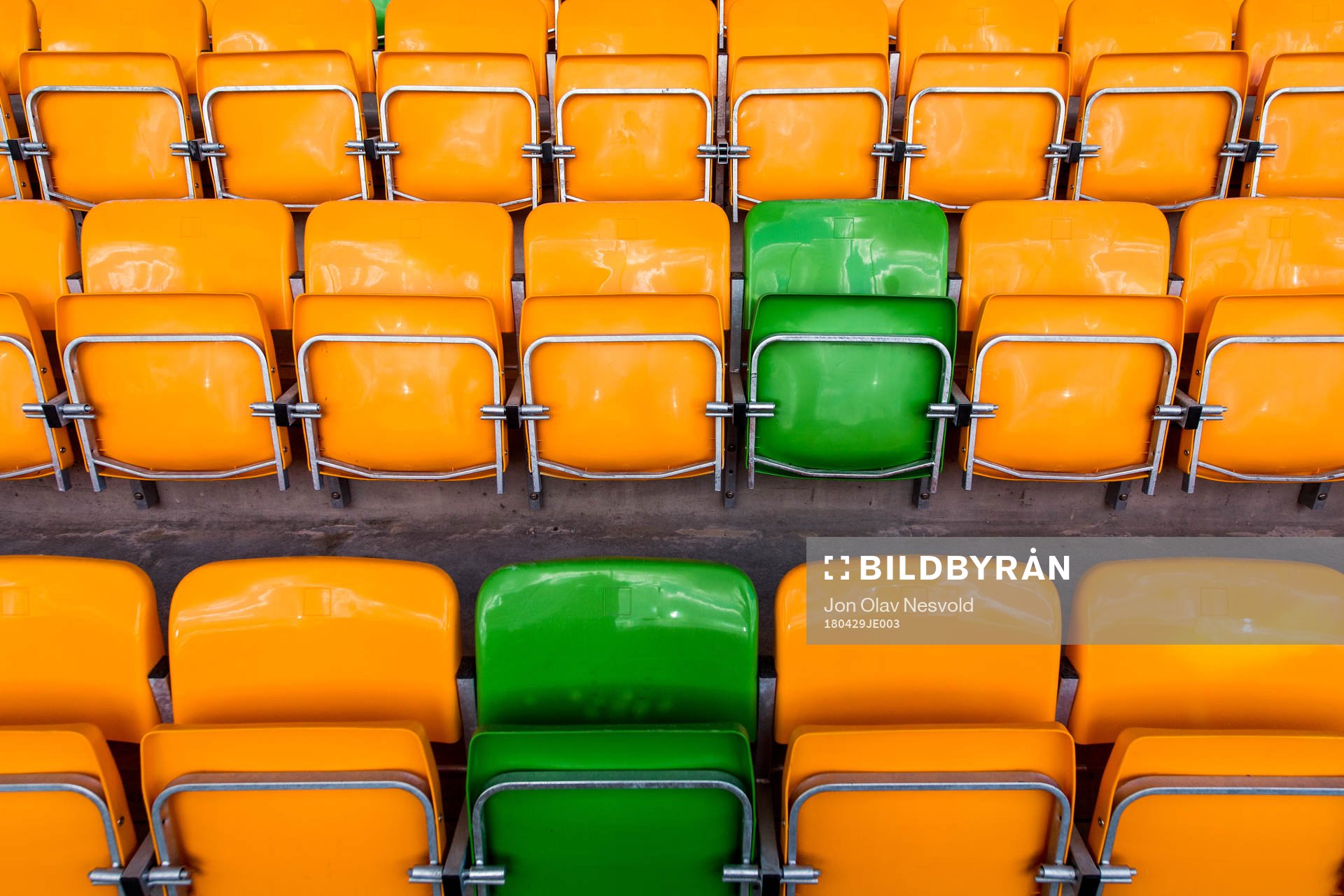General view of empty seats at Jessheim Stadion