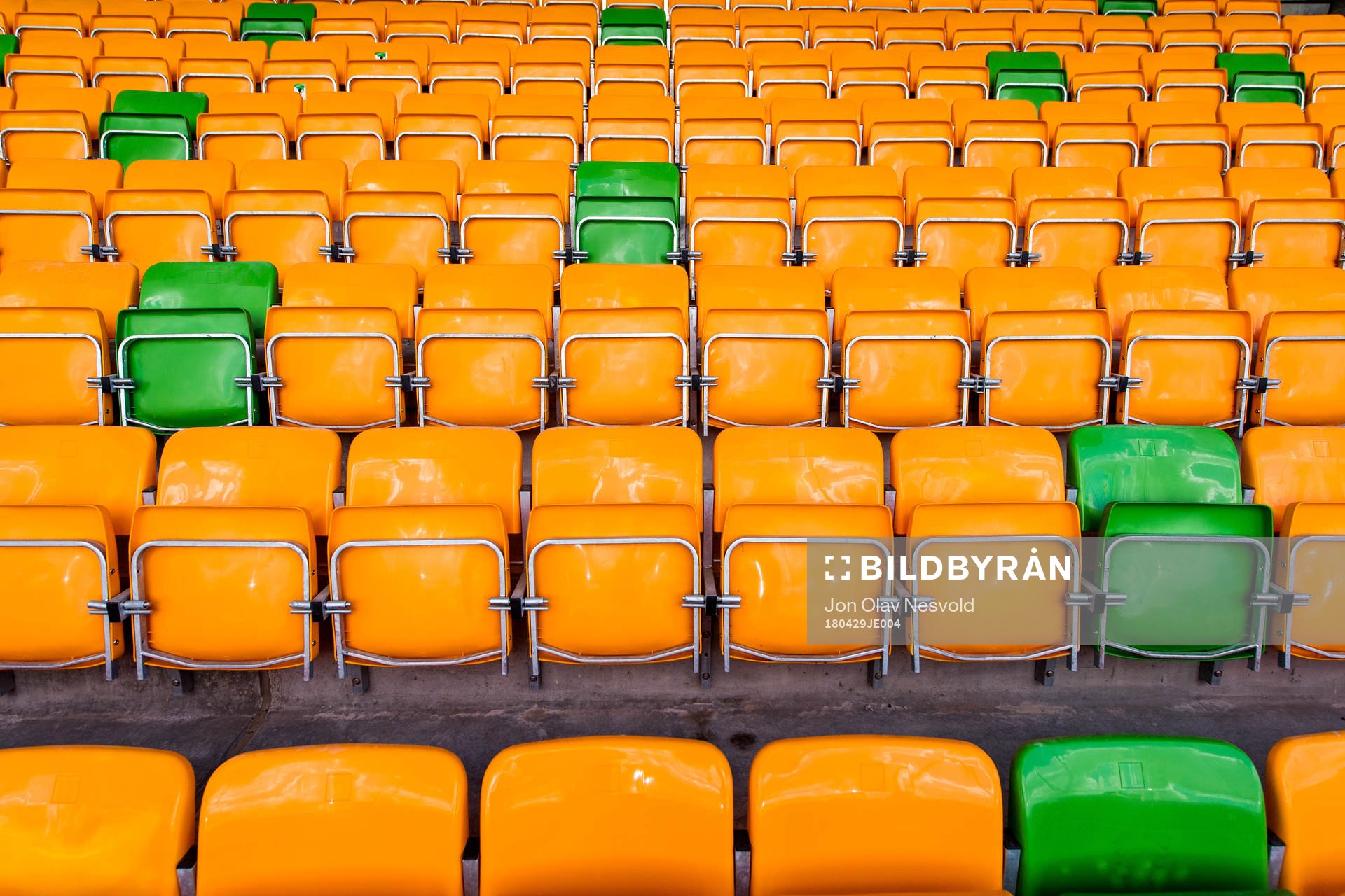 General view of empty seats at Jessheim Stadion