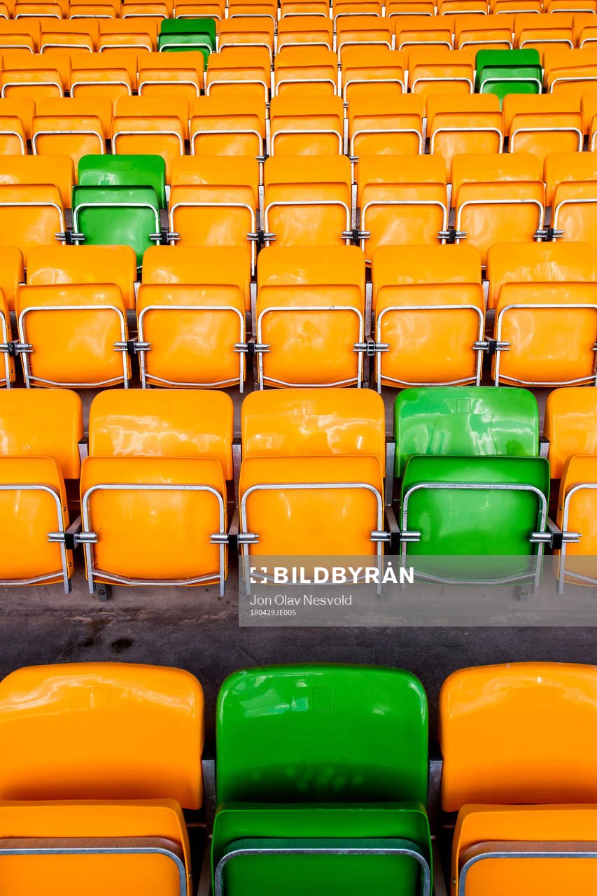 General view of empty seats at Jessheim Stadion