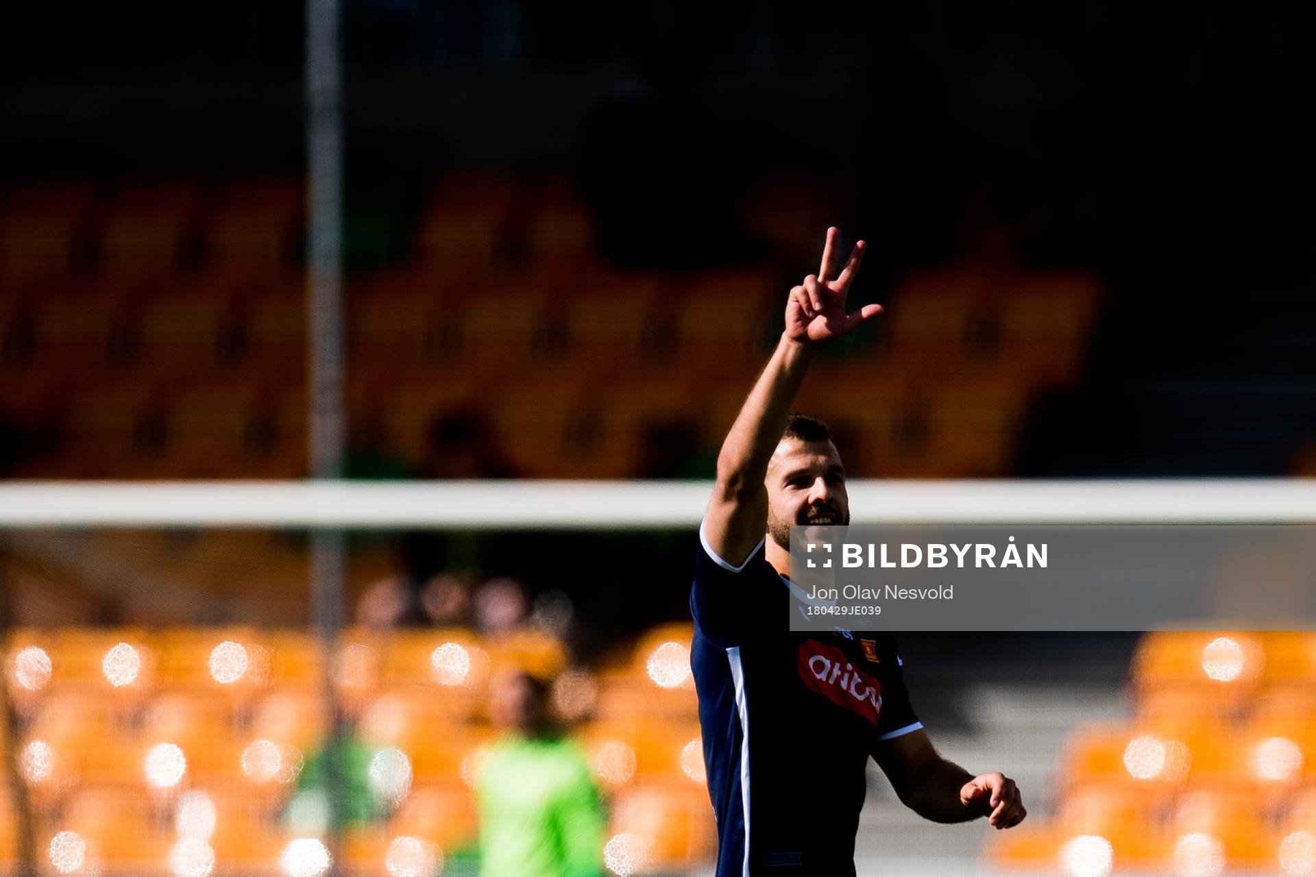 Zlatko Tripic of Viking celebrates 1-5 and a hat-trick