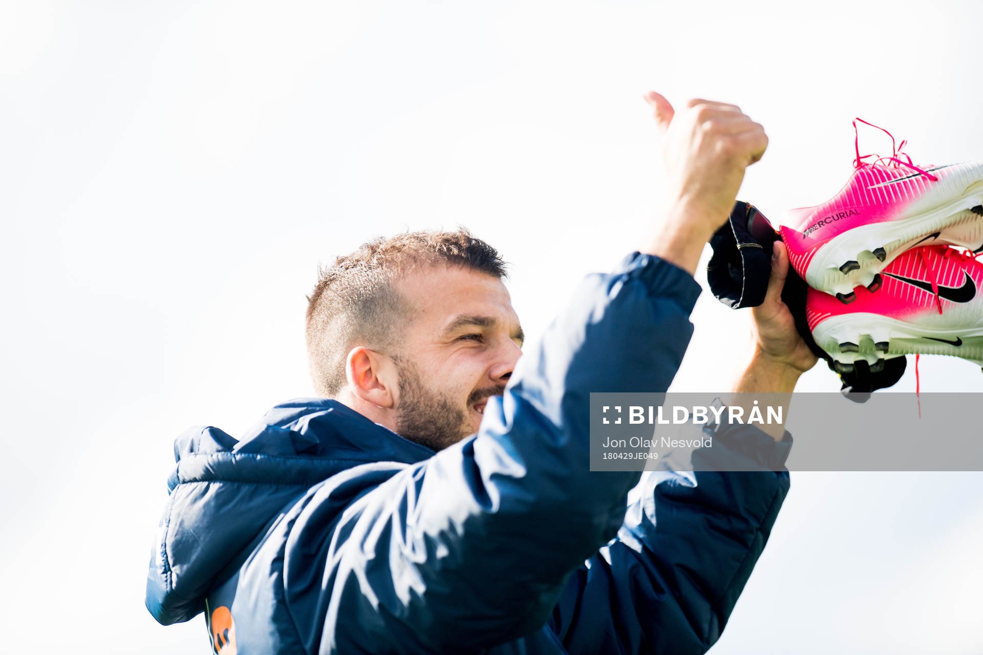 Zlatko Tripic of Viking celebrates after the OBOS-ligaen match between Ull/Kisa and Viking on April 29, 2018 in Jessheim.