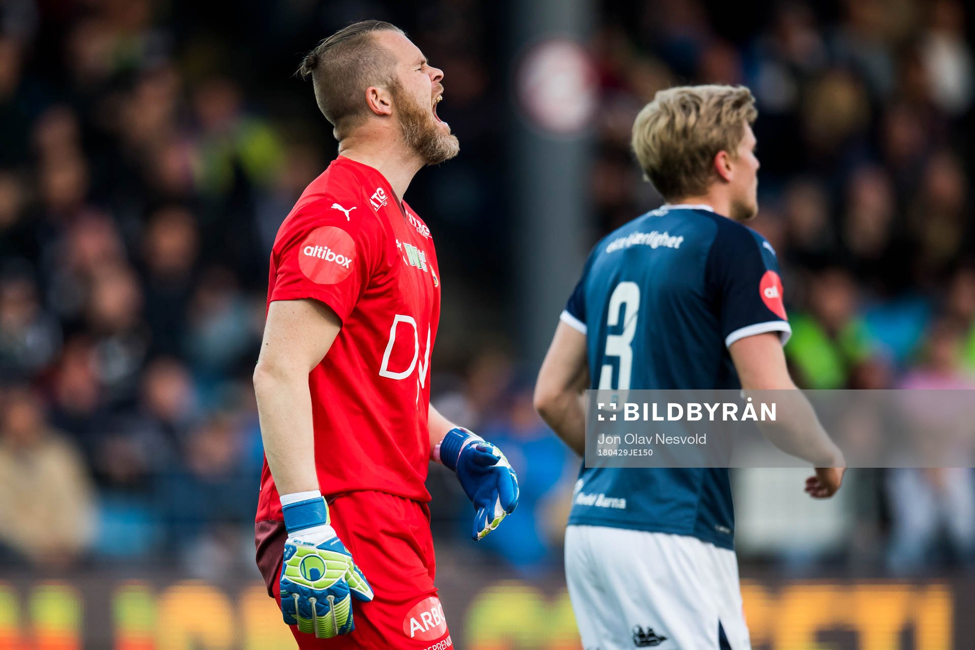 Goalkeeper Espen Bugge Pettersen of Strømsgodset reacts