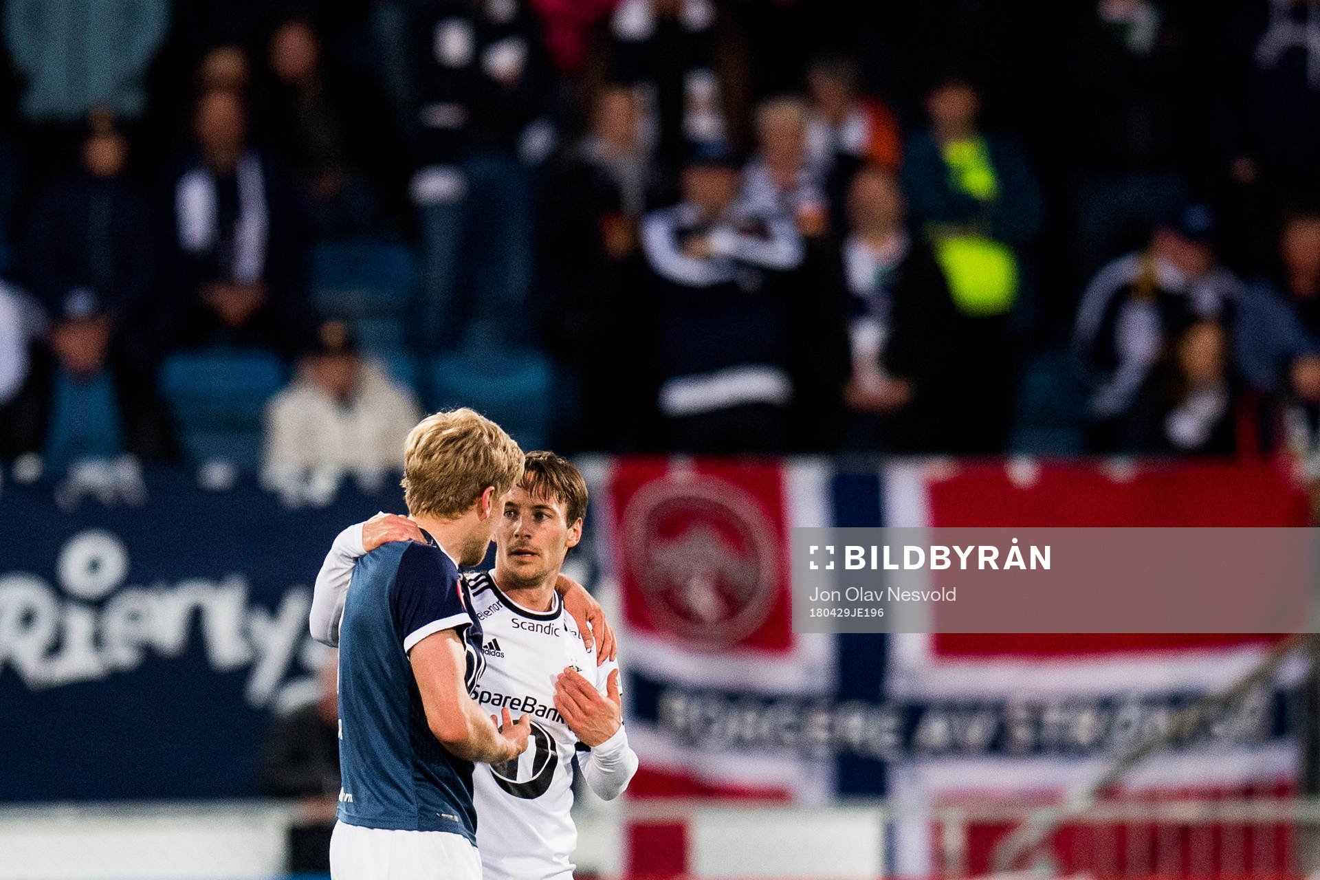 Jonathan Parr of Strømsgodset and Mike Jensen of Rosenborg