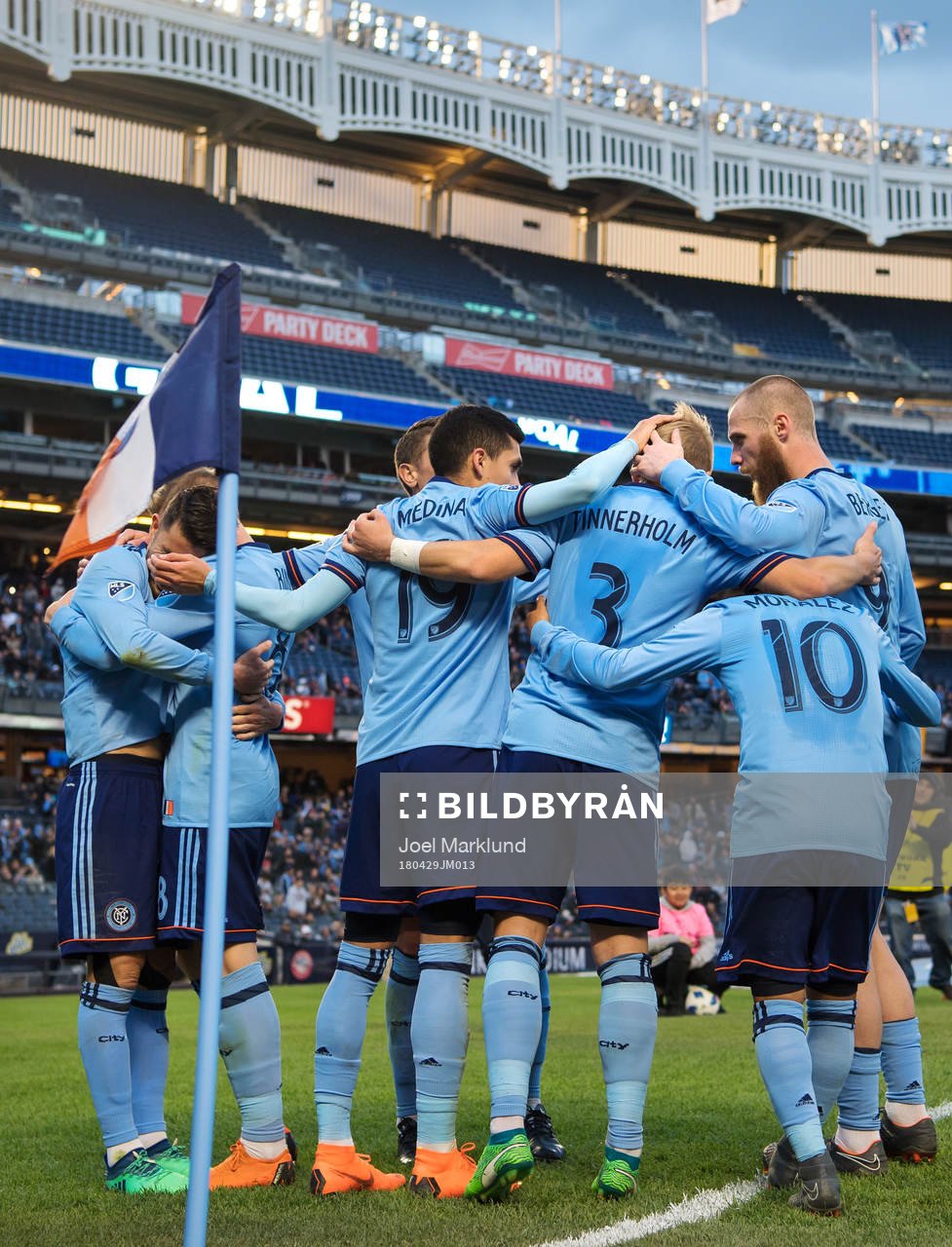 New York Citys David Villa, Alexander Ring, Jesus Medina,