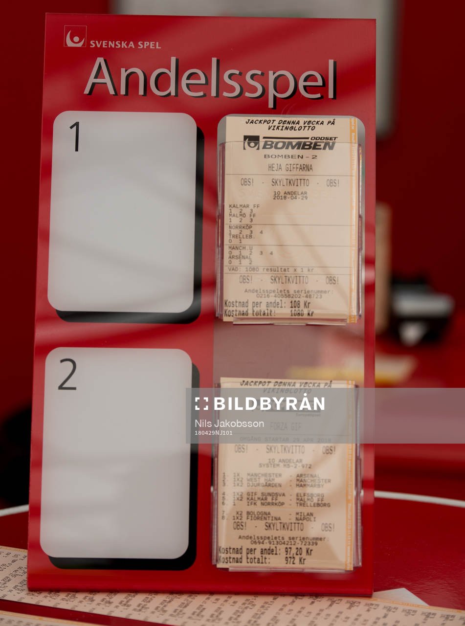 Andelsspel i en kiosk innan fotbollsmatchen i Allsvenskan