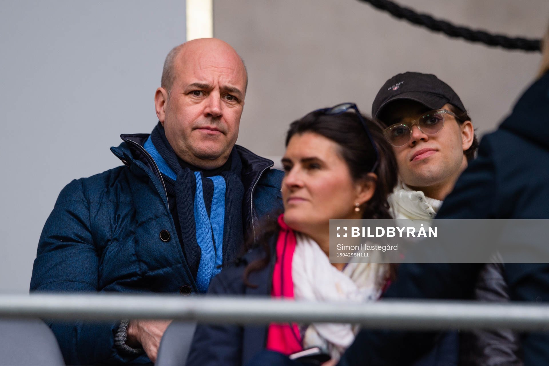 Fredrik Reinfeldt, tidigare statsminister, under fotbollsmatchen i Allsvenskan  mellan Djurgården och Hammarby den 29 april 2018 i Stockholm.