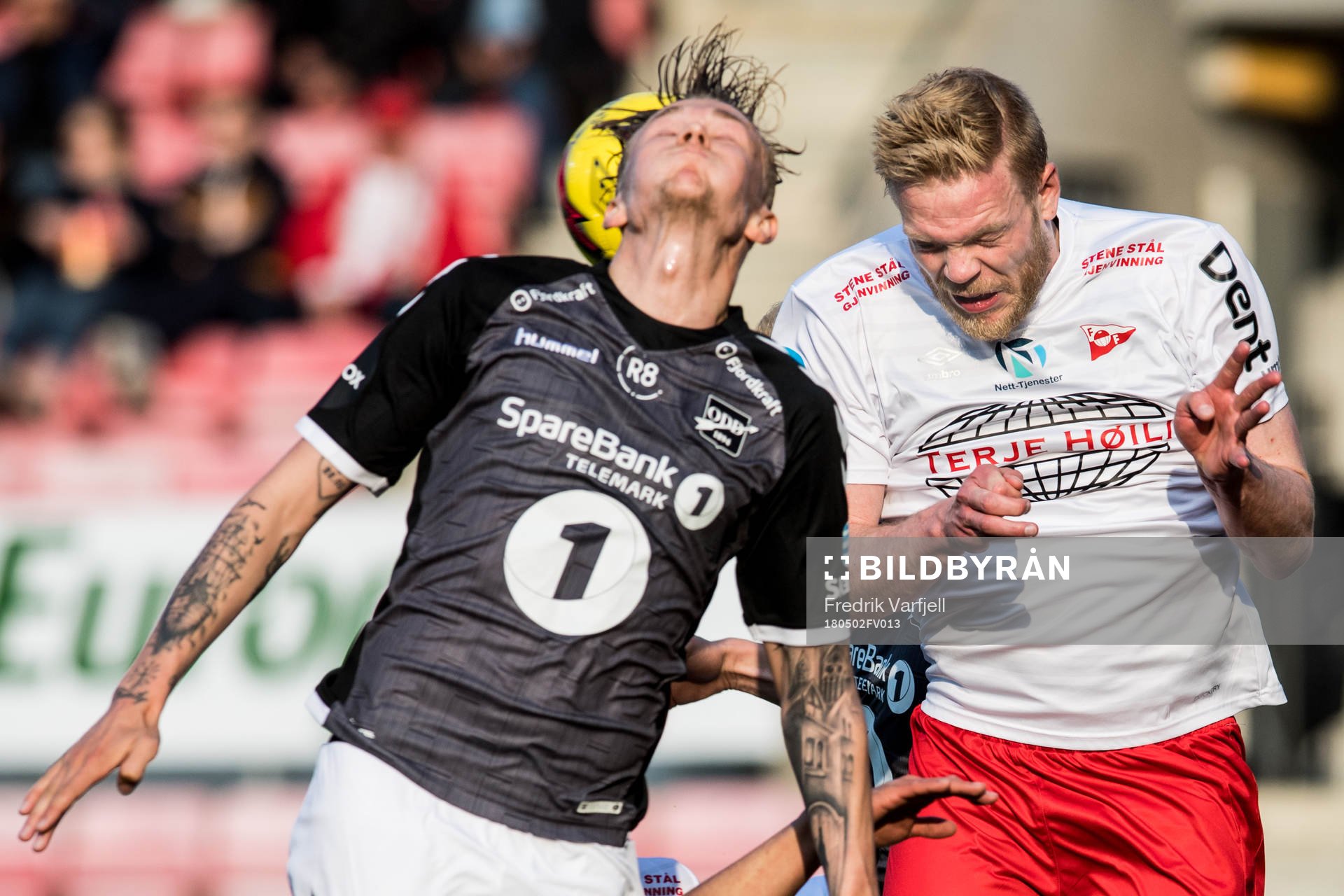 Birk Risa of Odd and Mads Nielsen of Fredrikstad