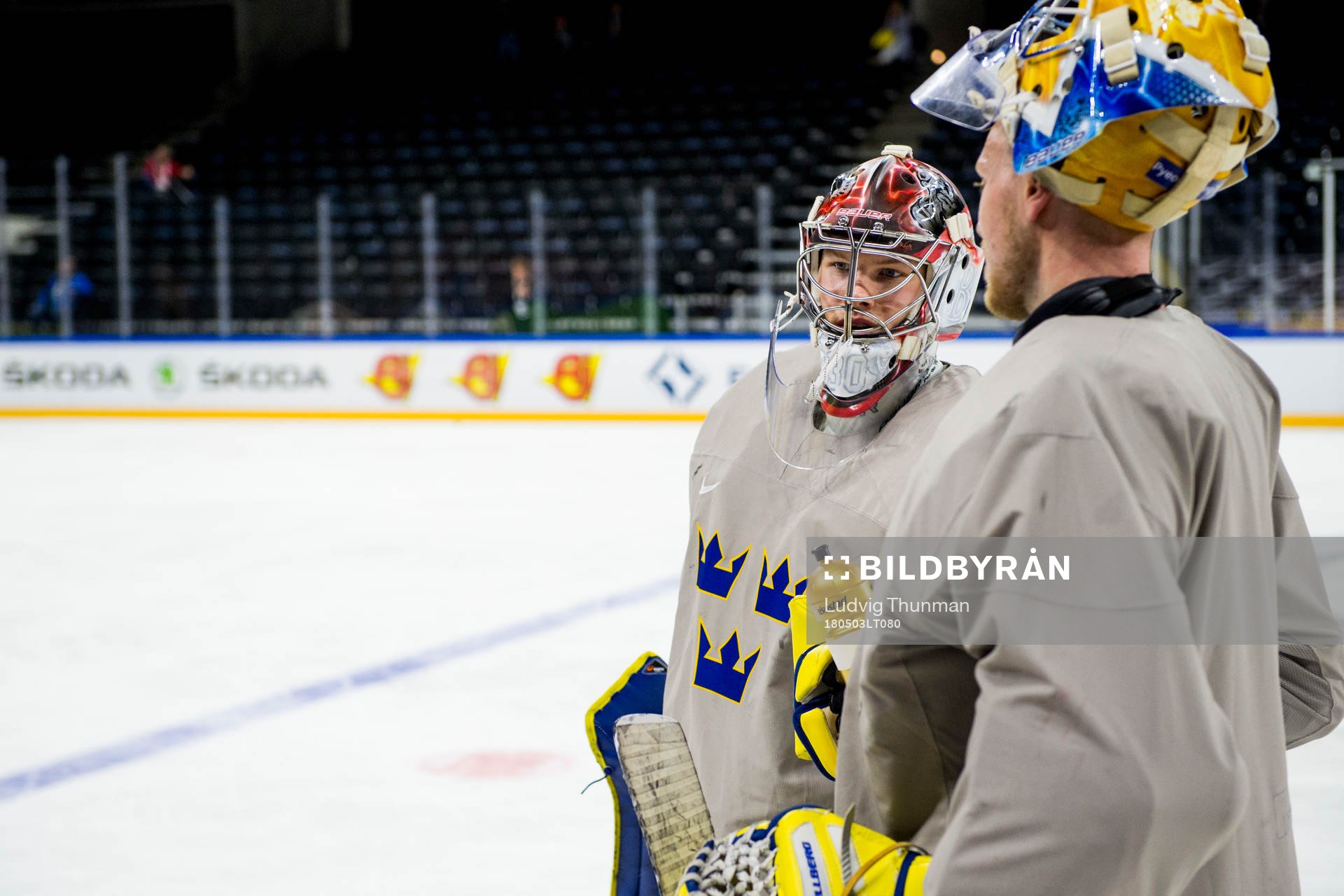 Målvakt Filip Gustavsson och målvakt Magnus Hellberg