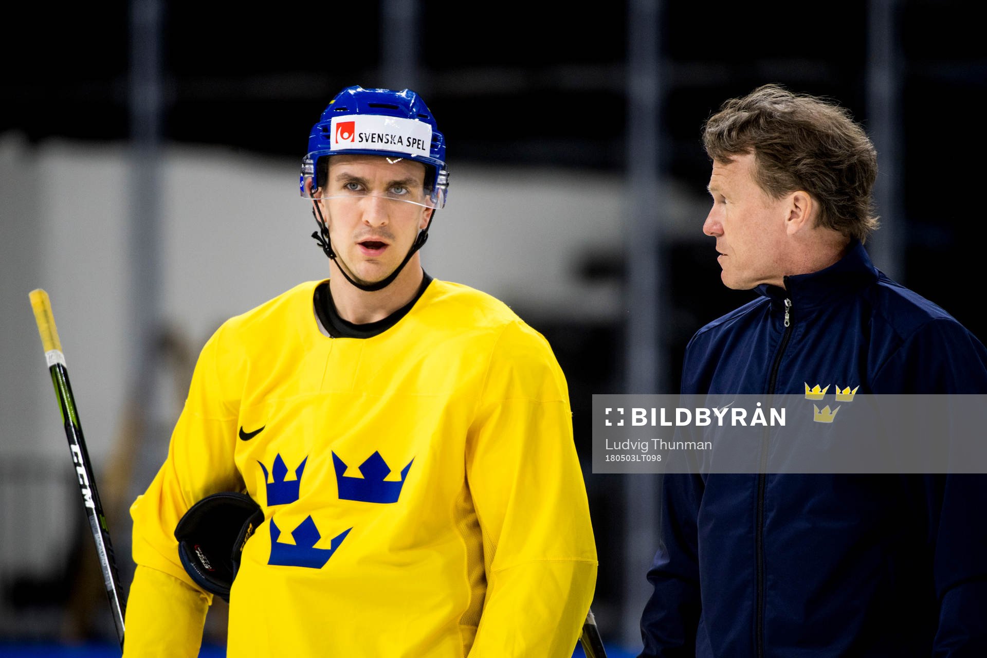 Mikael Backlund och assisterande tränare Johan Garpenlöv