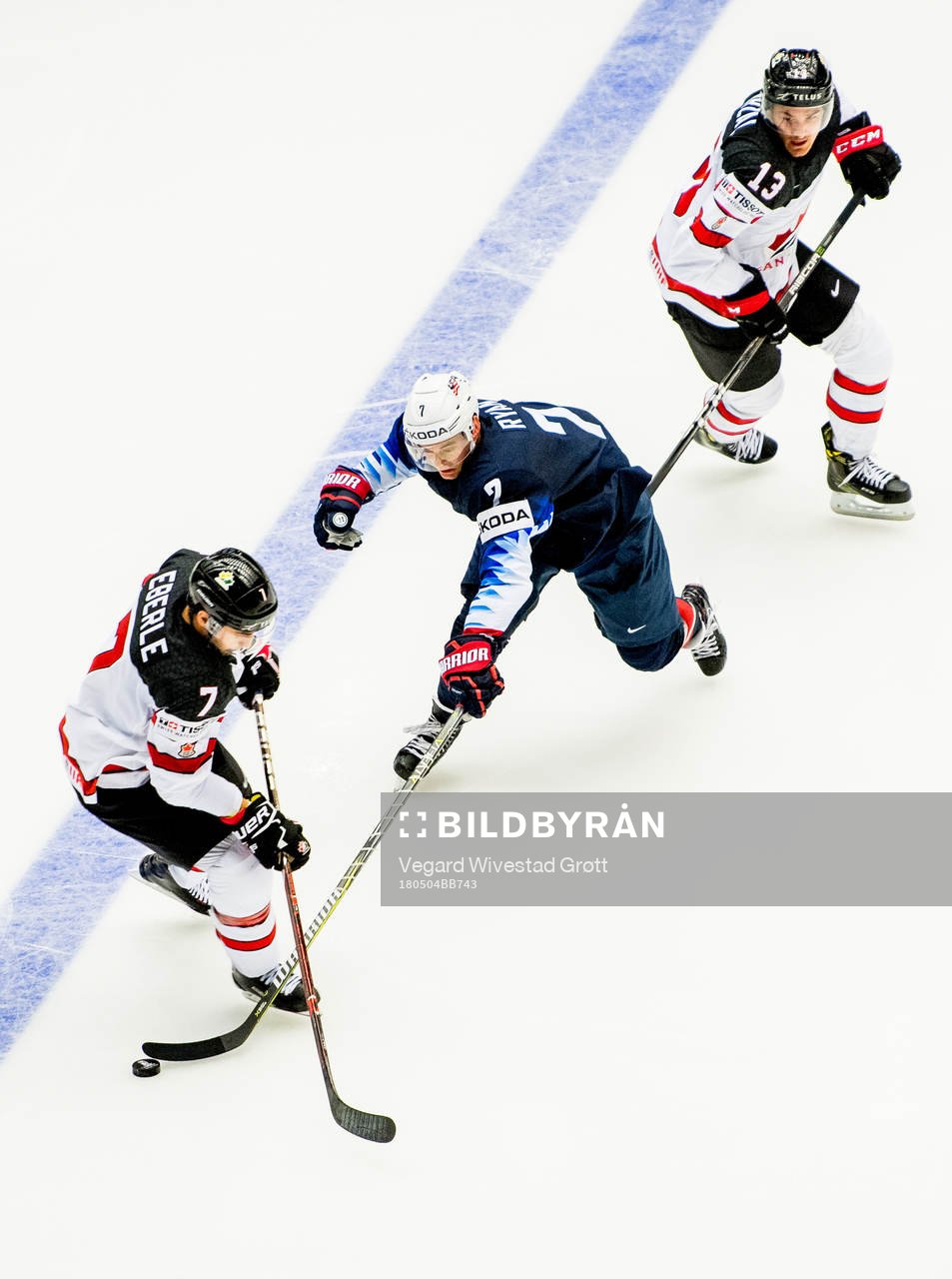 Jordan Eberle of Canada, Derek Ryan of USA and Matt Barzal